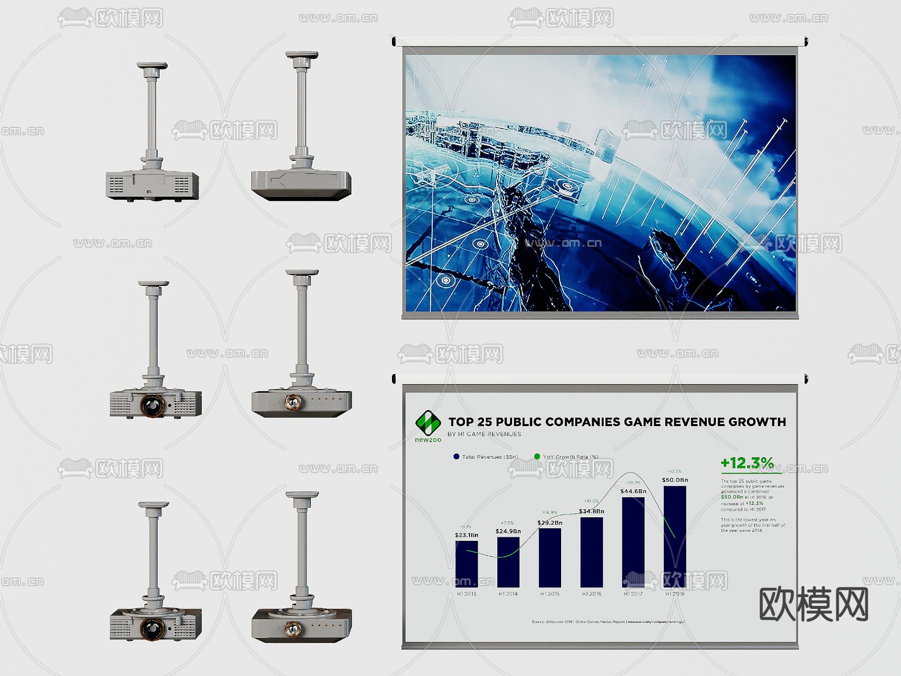 投影幕布 投影仪su模型下载（渲染图1）