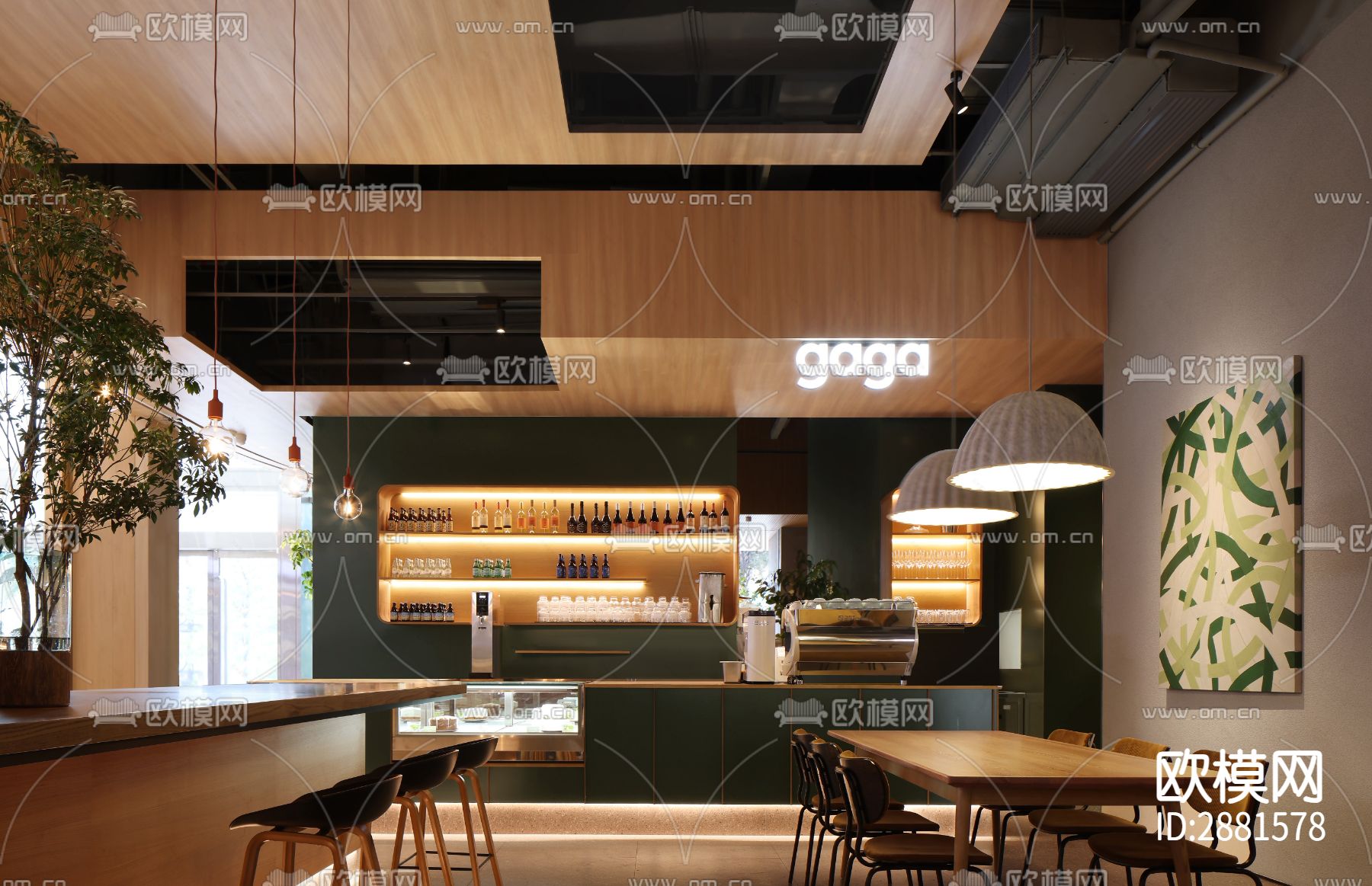 餐厅cad平面图下载（渲染图6）