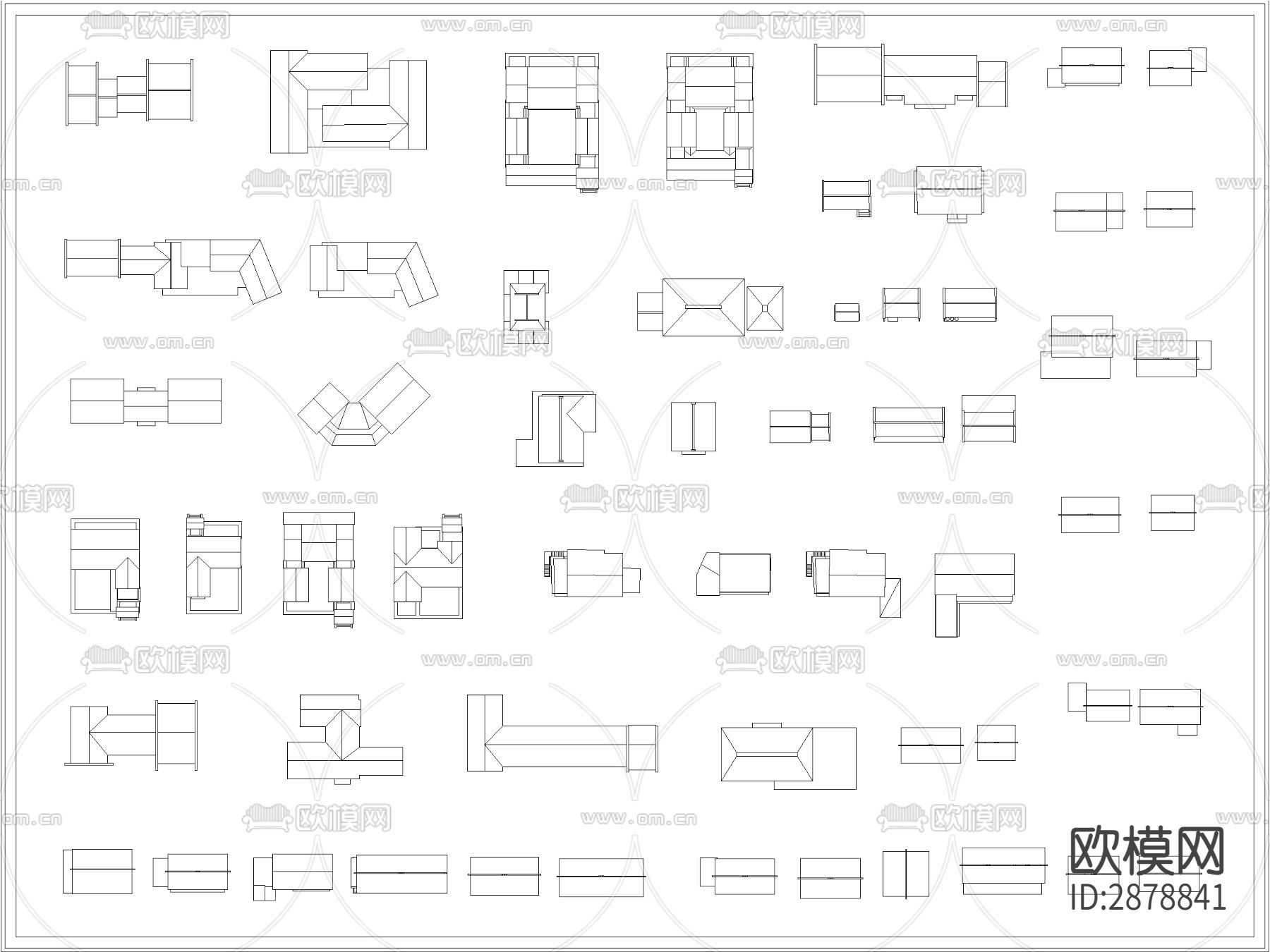 乡村规划合院屋顶平面cad图库下载