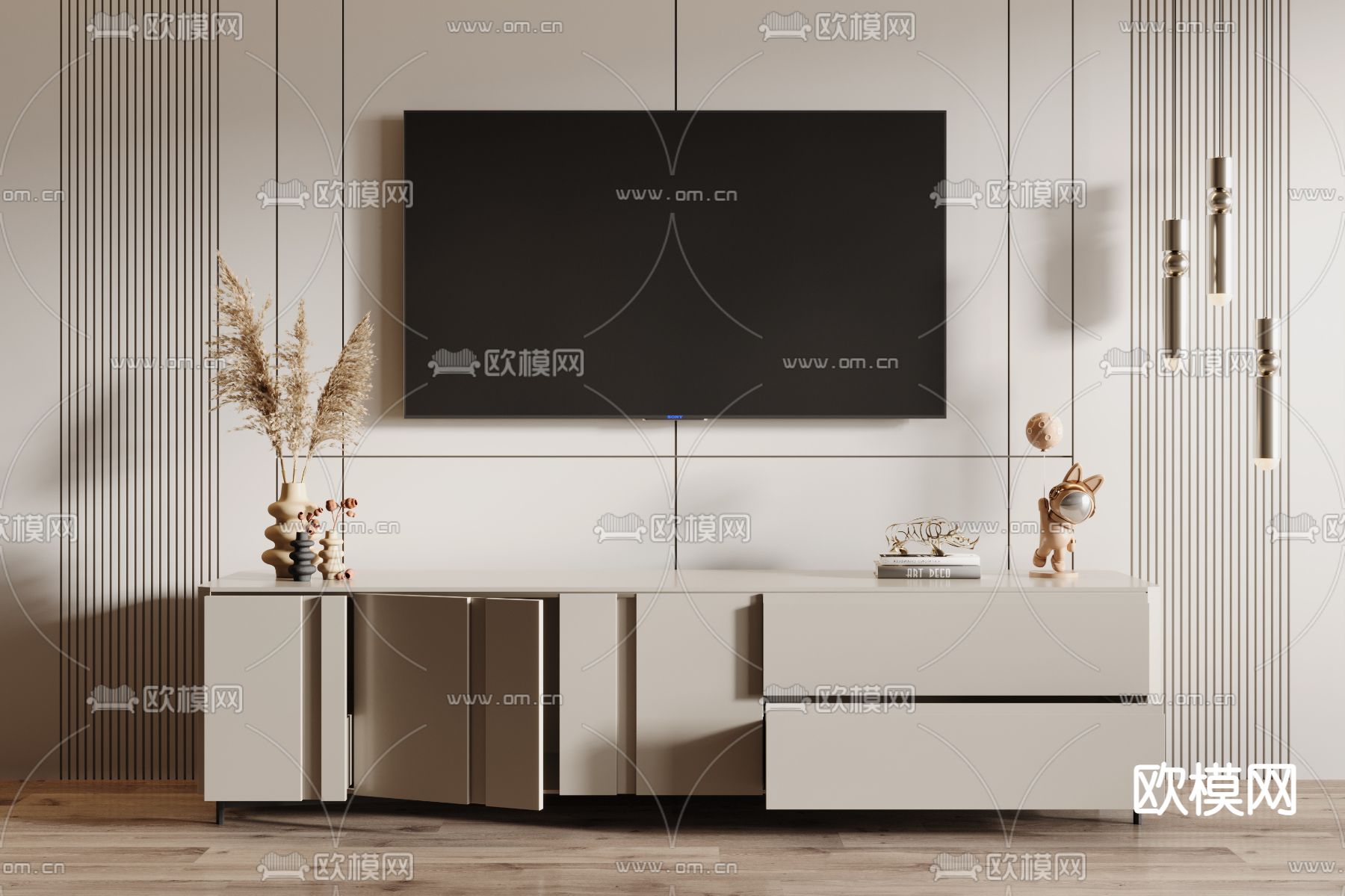 现代电视柜3d模型下载