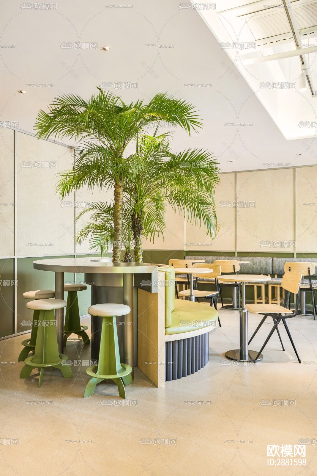 奶茶店cad平面布置图下载（渲染图6）