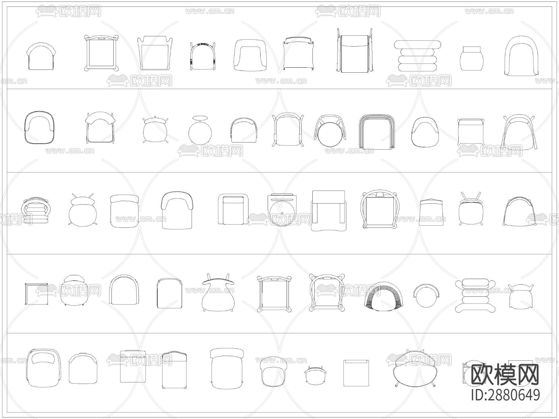 单人沙发cad图库下载（渲染图2）