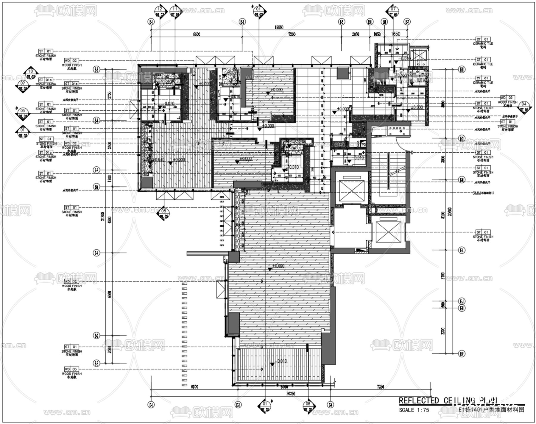 深圳天鹅堡280m²私宅CAD施工图下载（渲染图4）