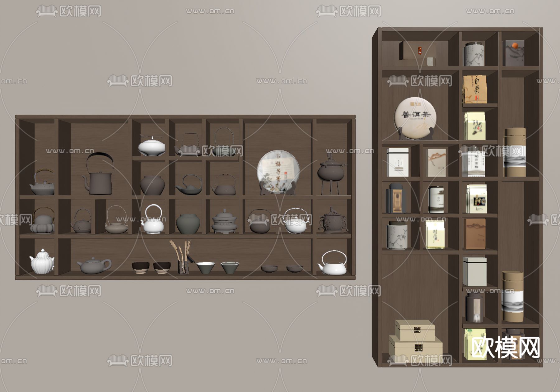 新中式壁柜su模型下载（渲染图3）