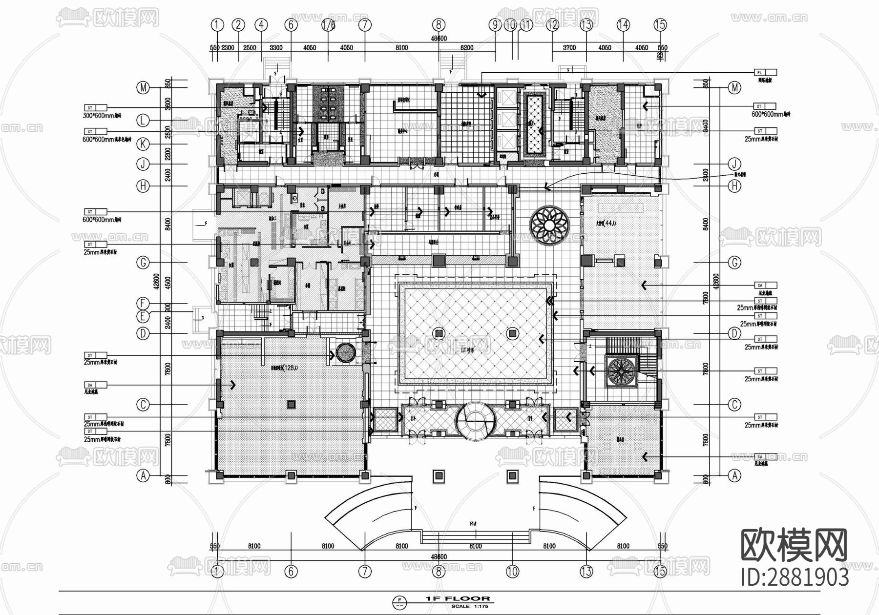 酒店cad平面图下载（渲染图5）