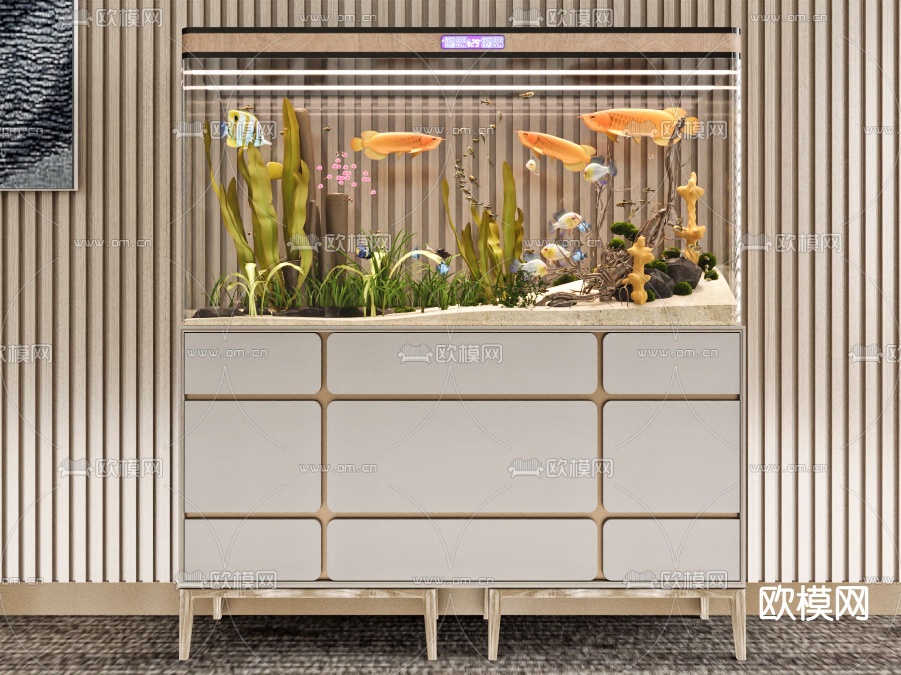 鱼缸 水族 金龙鱼 水草3d模型下载