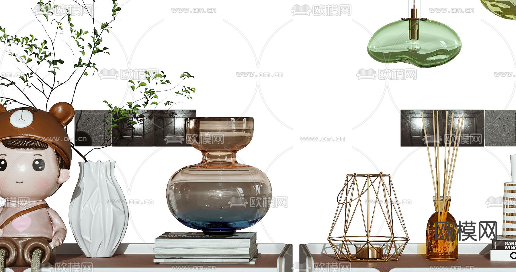 现代床头柜3d模型下载（渲染图3）