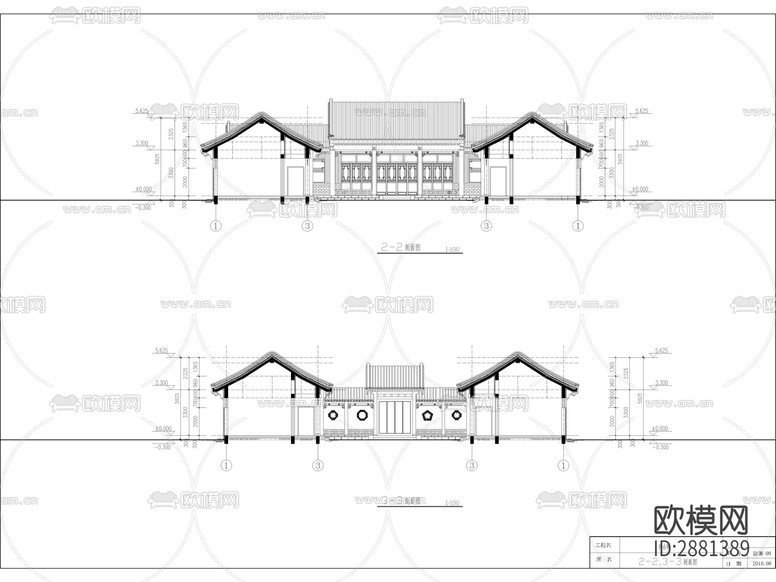 四合院建筑CAD施工圖下載(渲染圖3)