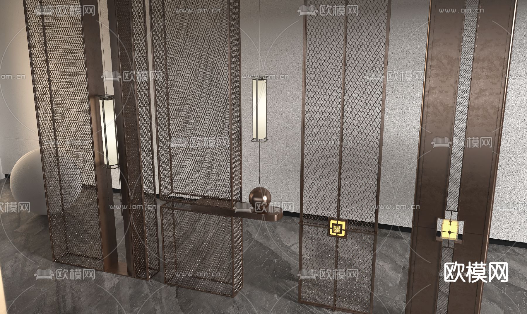 金属网屏风 隔断3d模型下载（渲染图3）