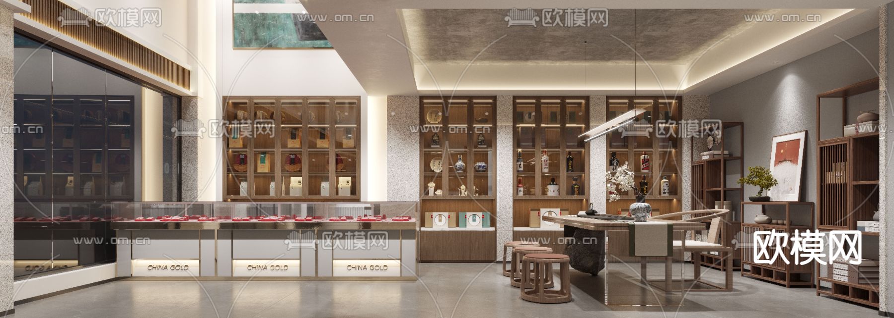 新中式烟酒店3d模型下载（渲染图4）