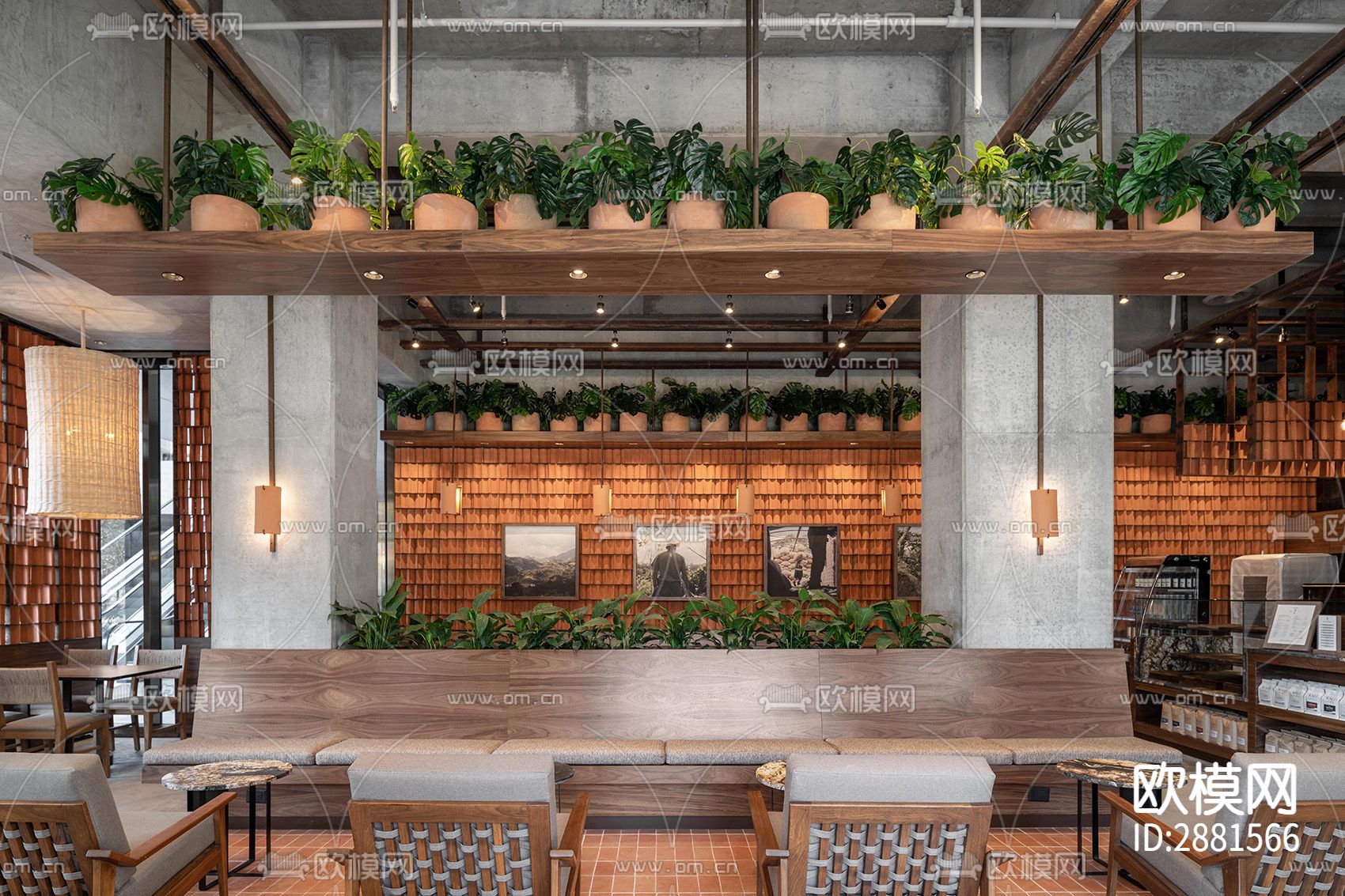 咖啡厅cad平面布置图下载（渲染图6）