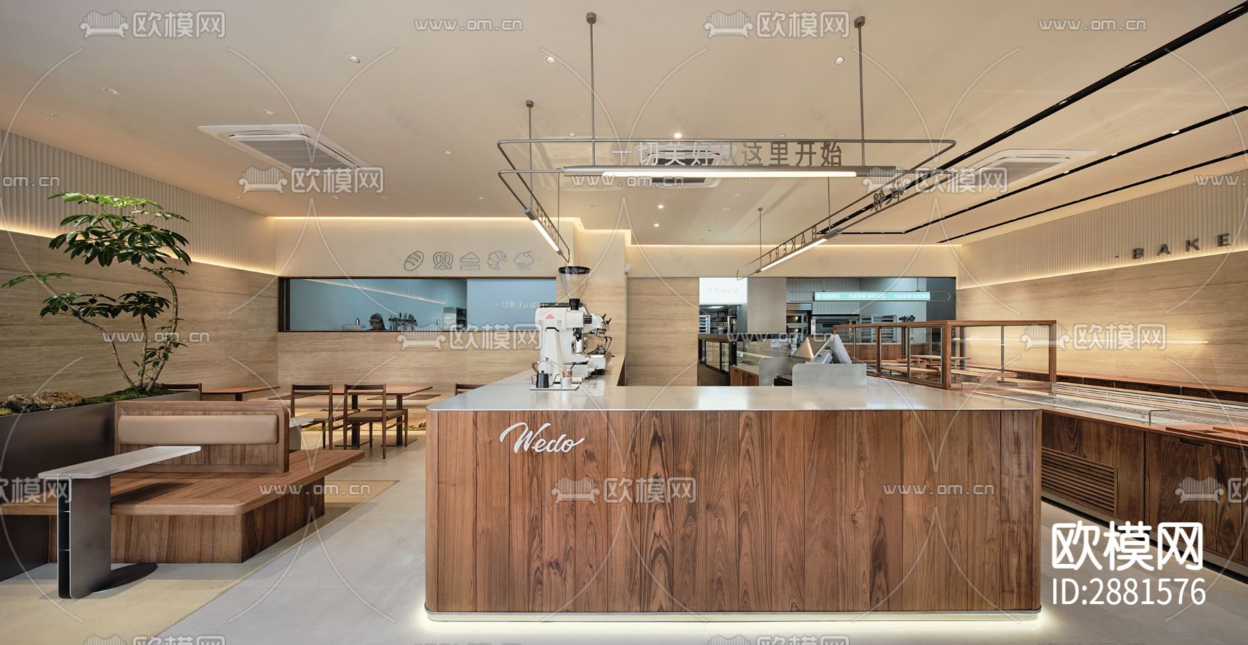 咖啡店cad平面布置图下载（渲染图3）