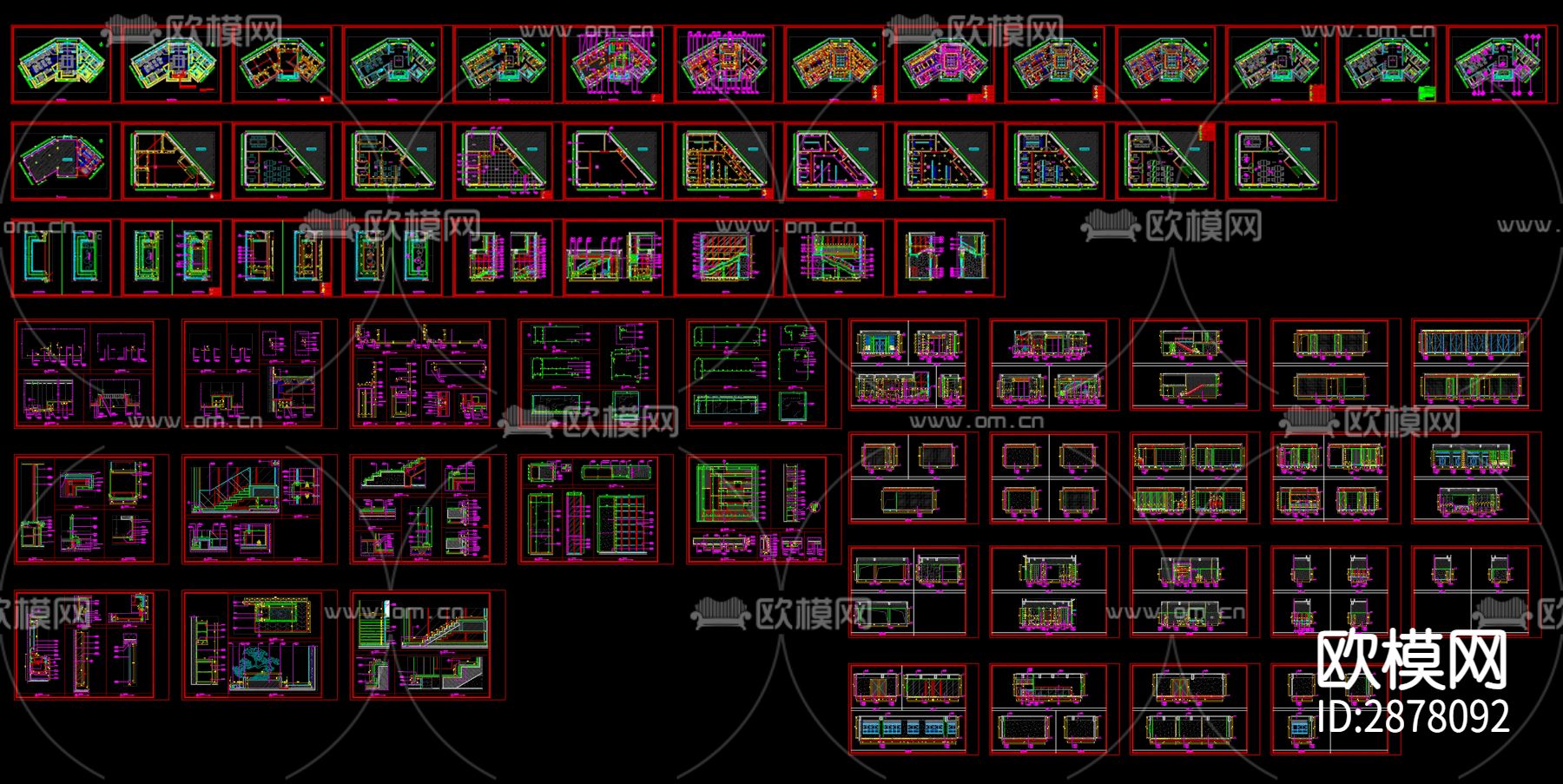 800㎡售楼部平面方案CAD施工图下载（渲染图7）