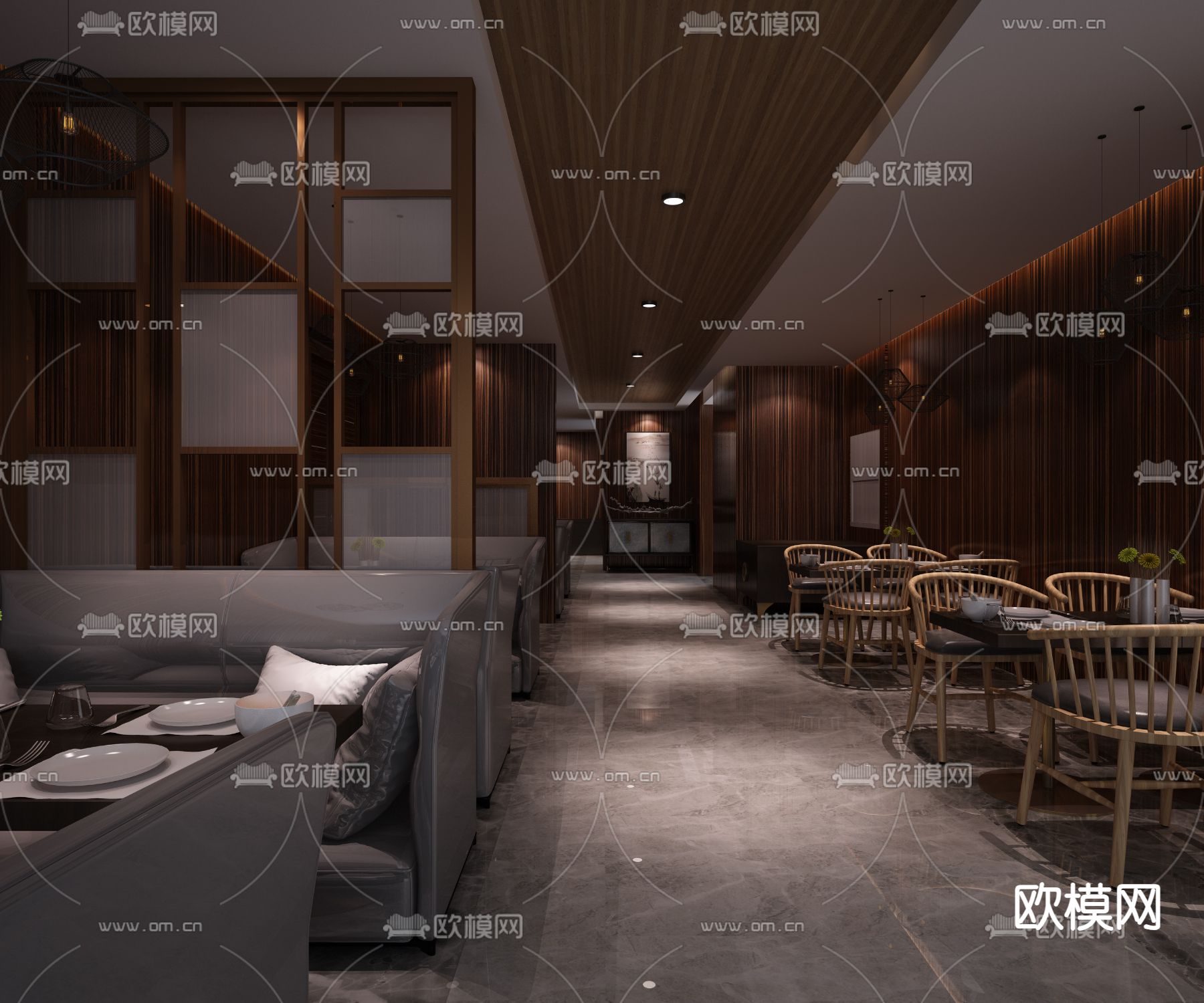 中式餐厅su模型下载（渲染图1）