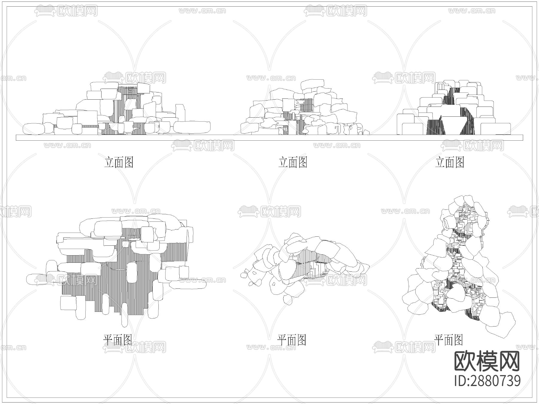景观小品 假山水池cad施工图下载