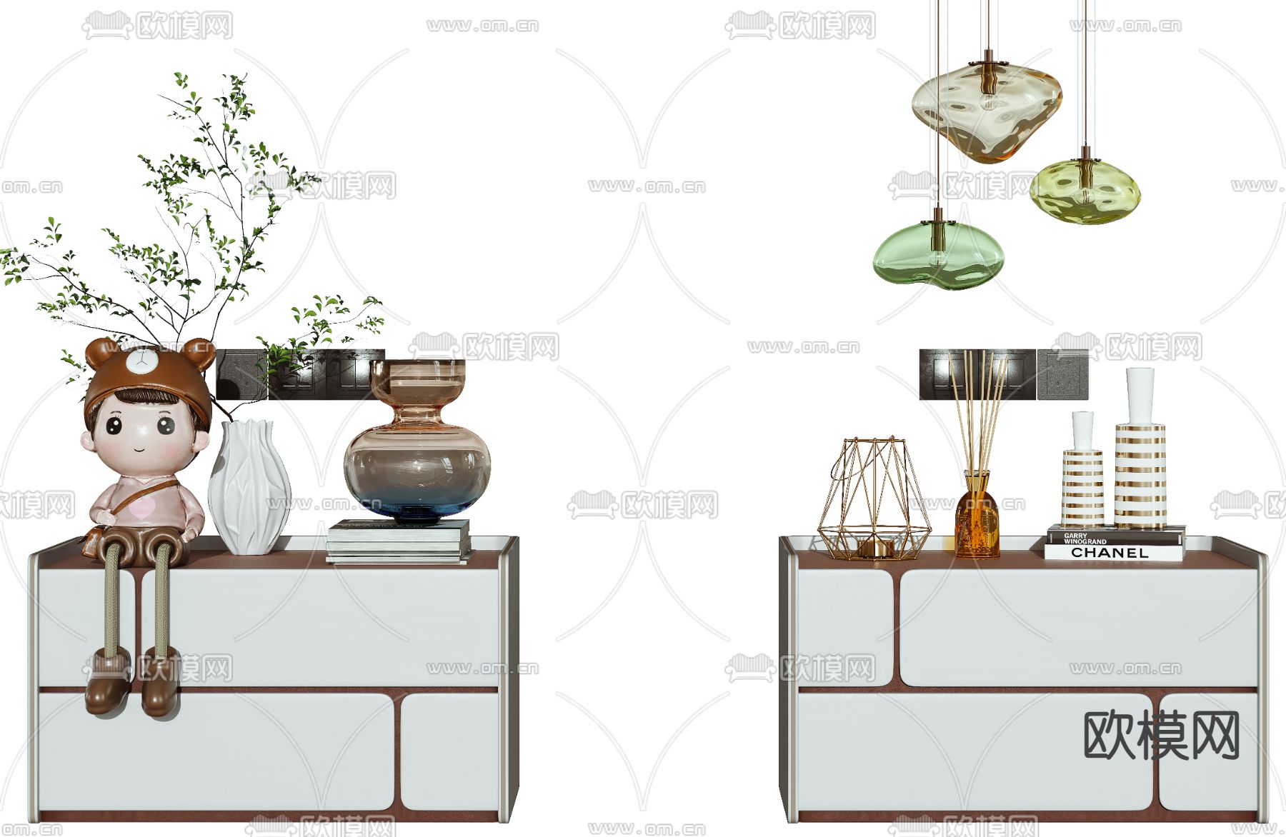 现代床头柜3d模型下载（渲染图2）