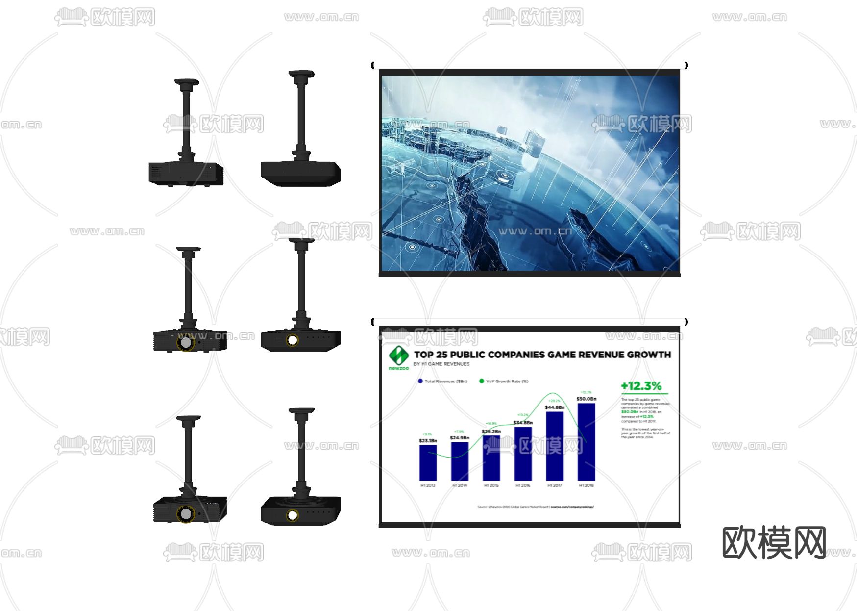 投影幕布 投影仪su模型下载（渲染图2）