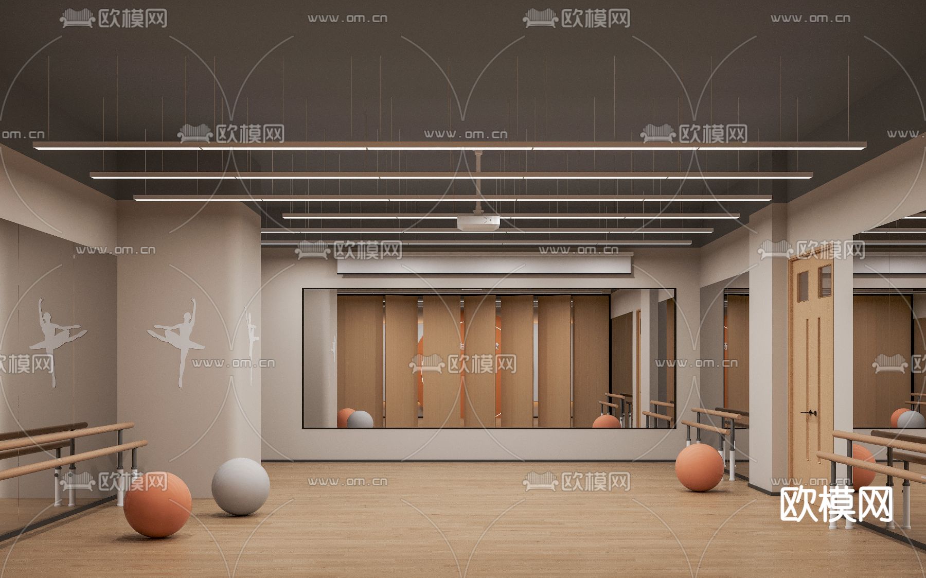 练舞室 舞蹈教室3d模型下载