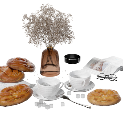  甜品 咖啡摆件su模型 