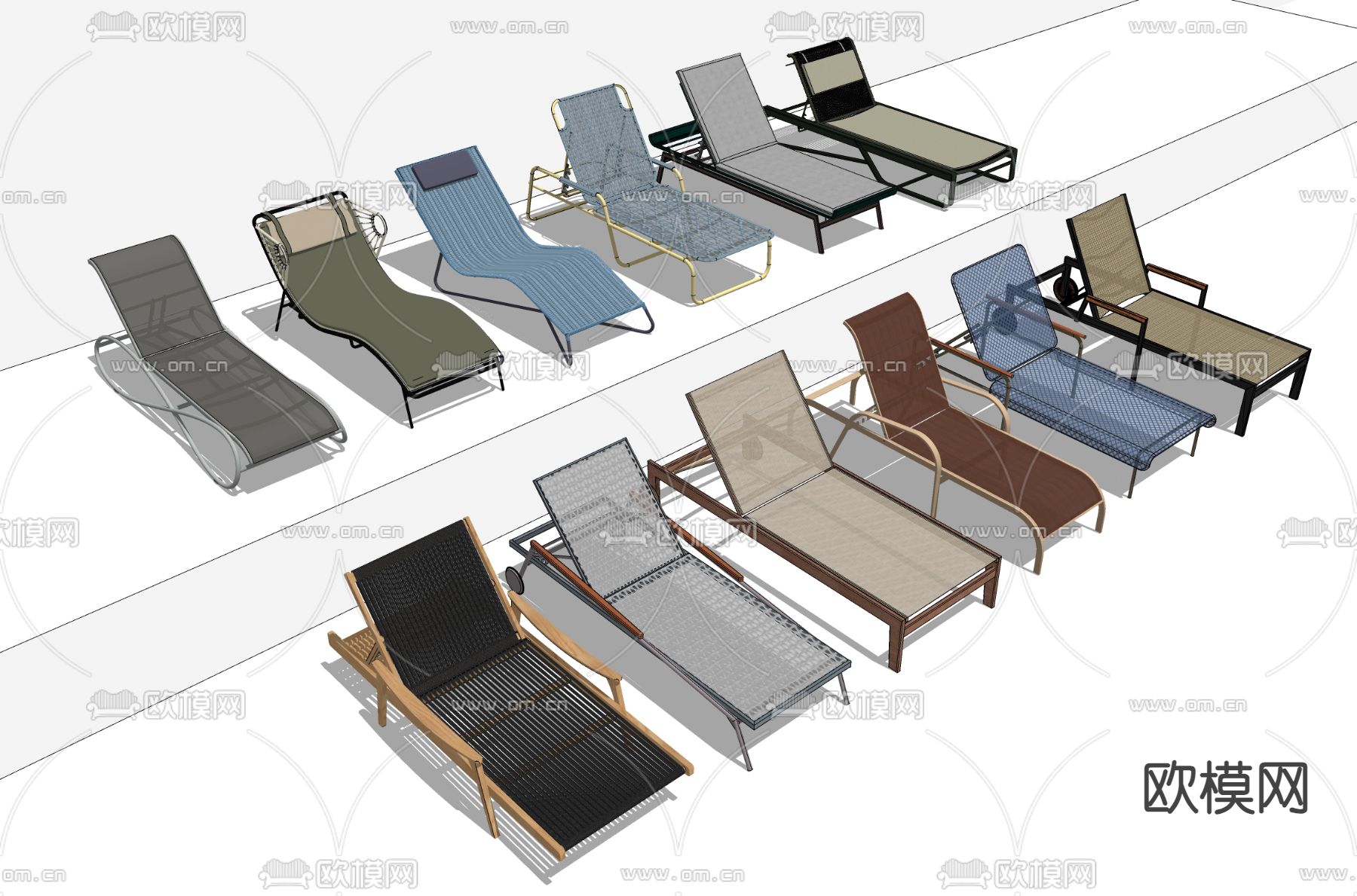 户外椅 沙滩椅su模型下载（渲染图1）