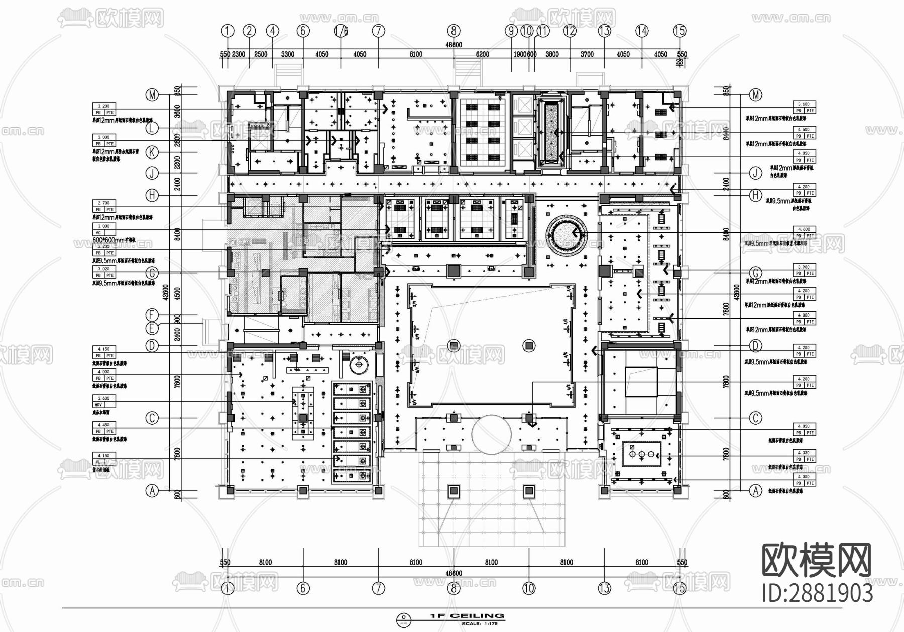 酒店cad平面图下载（渲染图6）