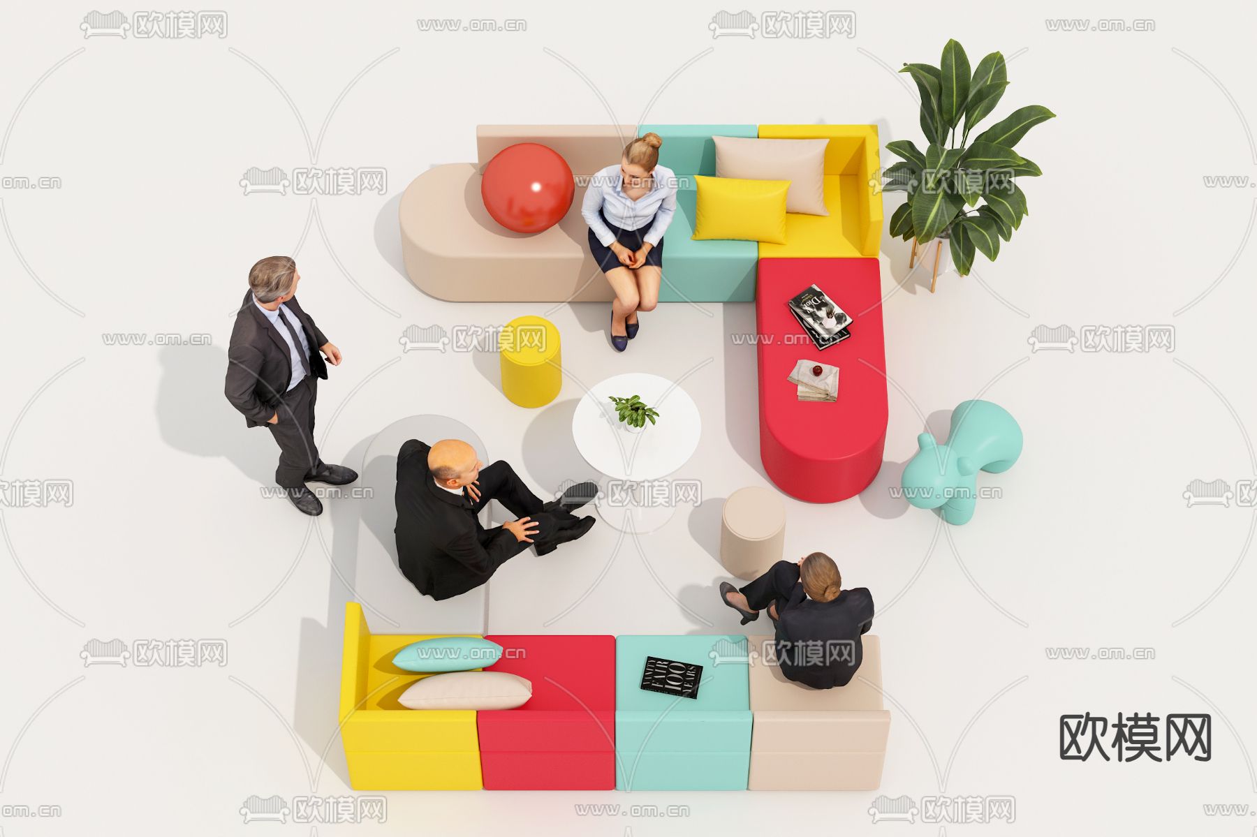 办公沙发 大堂沙发3d模型下载