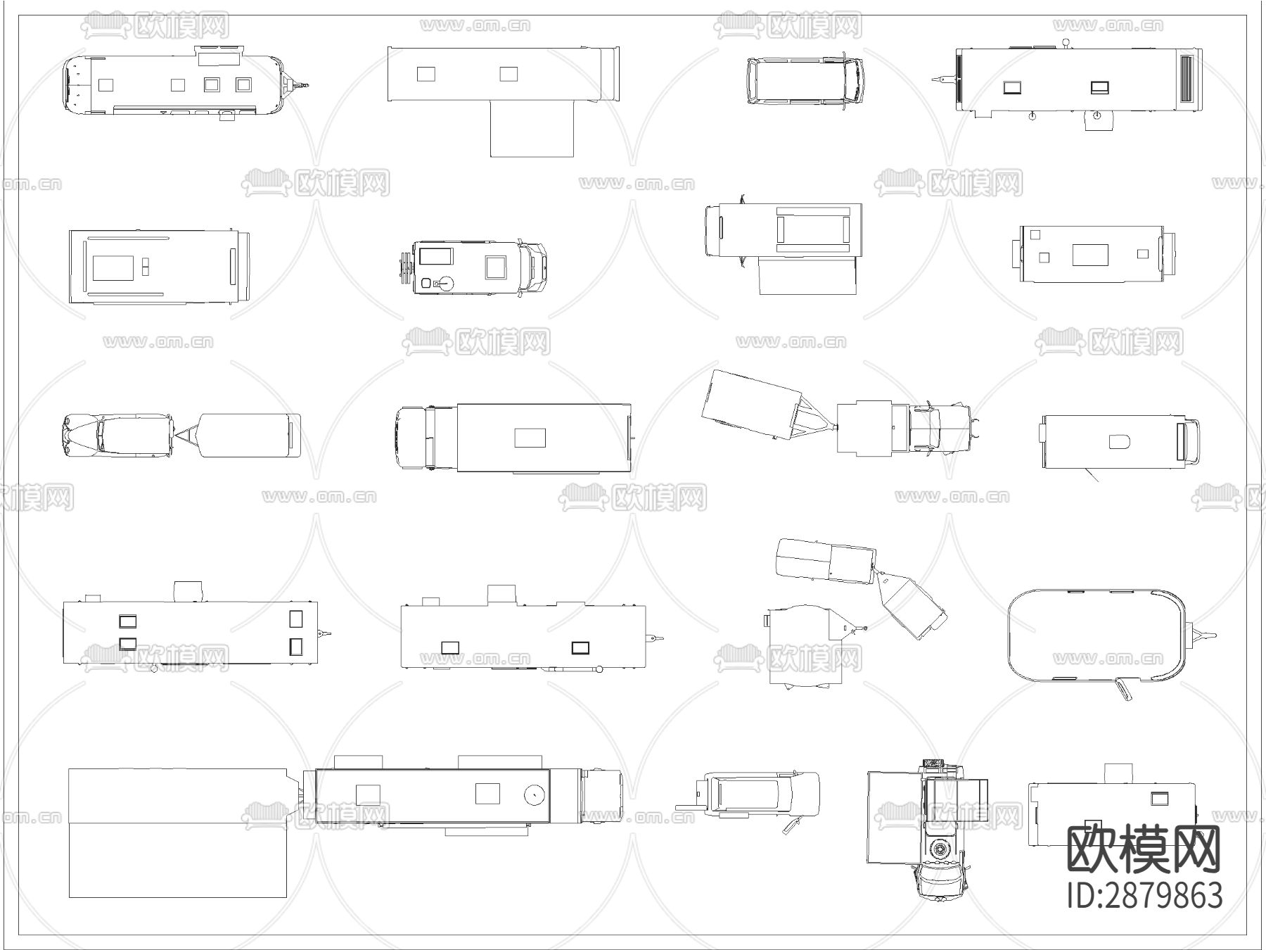 露营设施房车天幕图块CAD图库下载