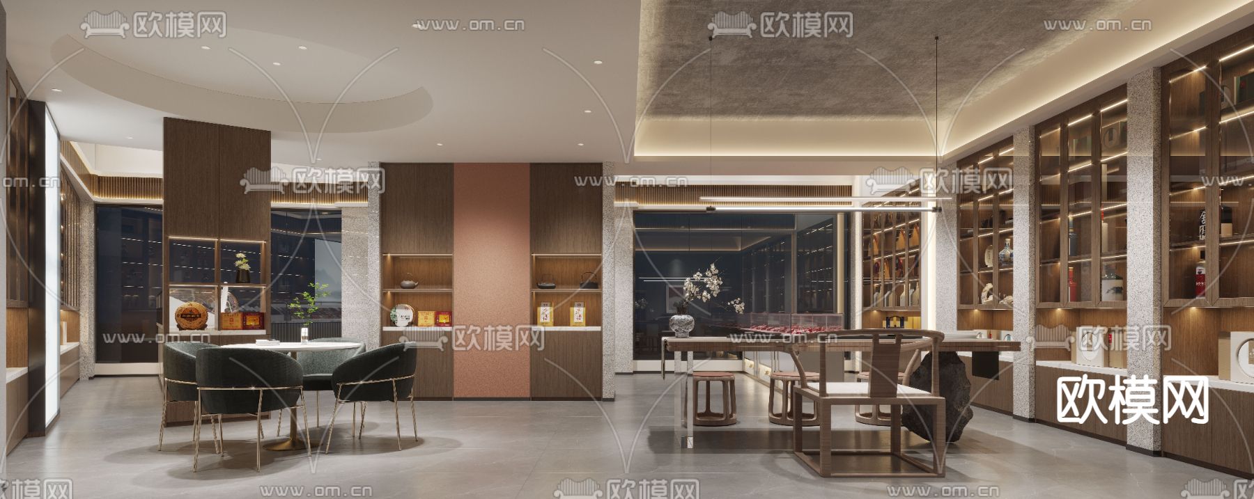 新中式烟酒店3d模型下载（渲染图2）
