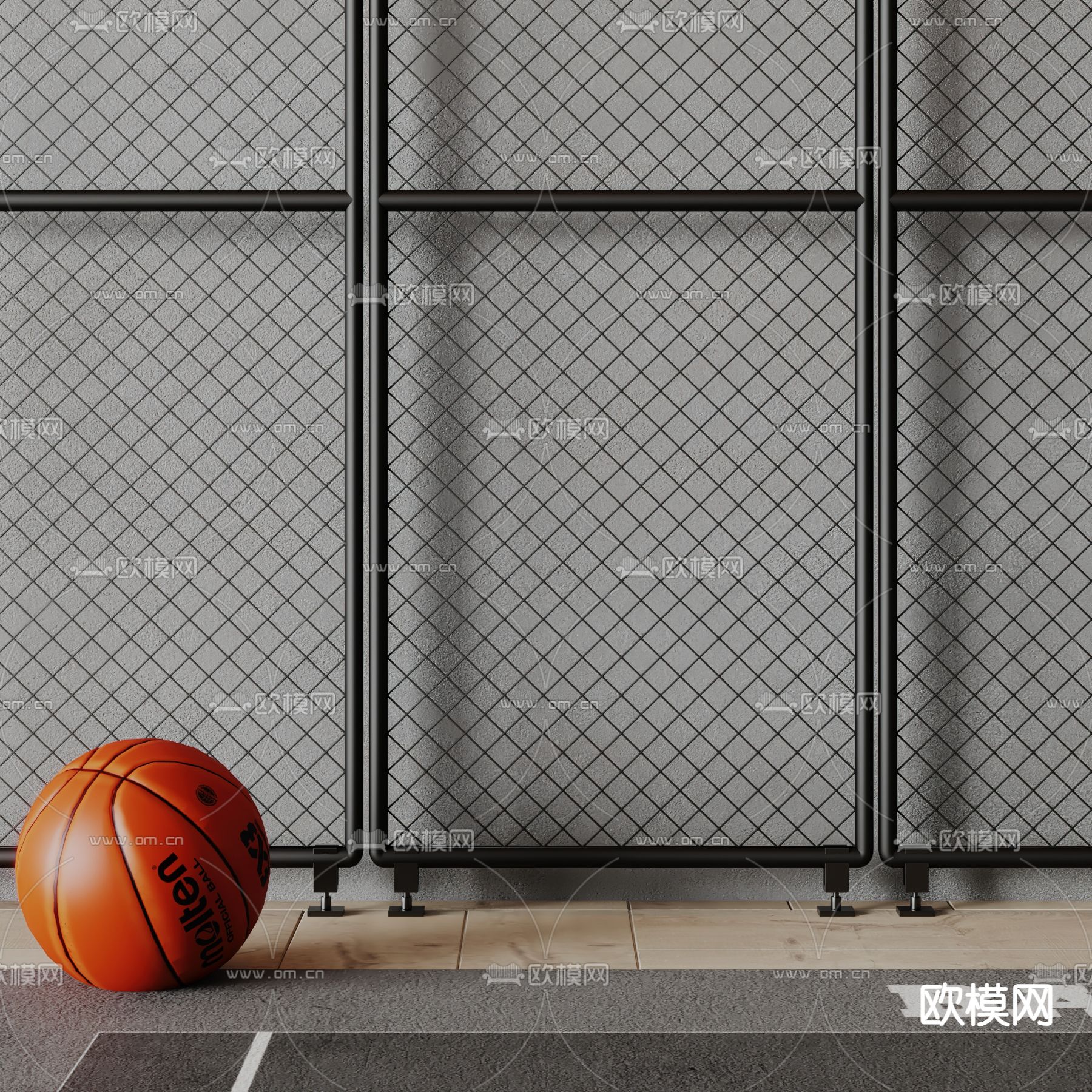 铁丝网 篮球su模型下载（渲染图1）