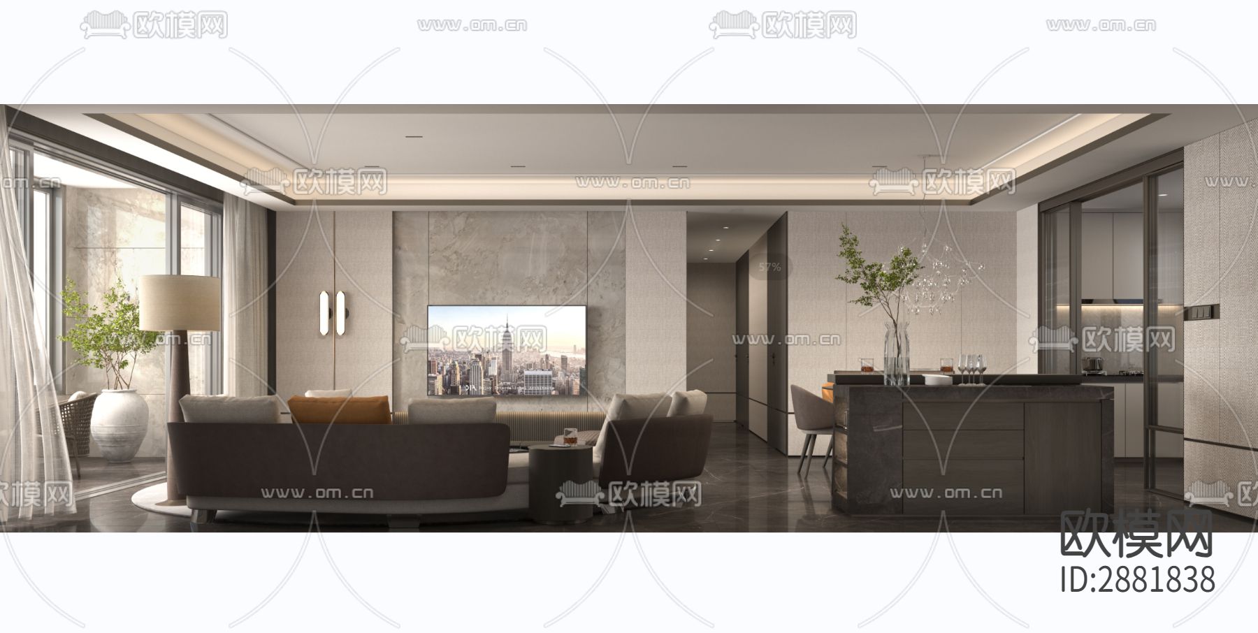 平层cad施工图下载（渲染图6）