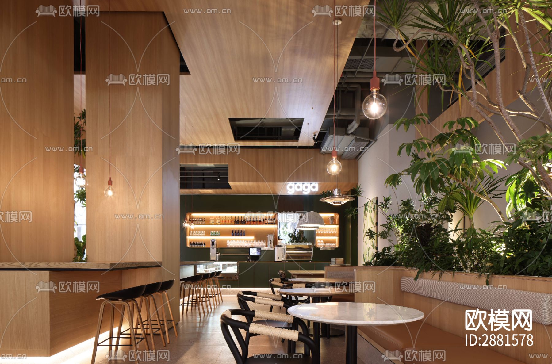 餐厅cad平面图下载（渲染图2）