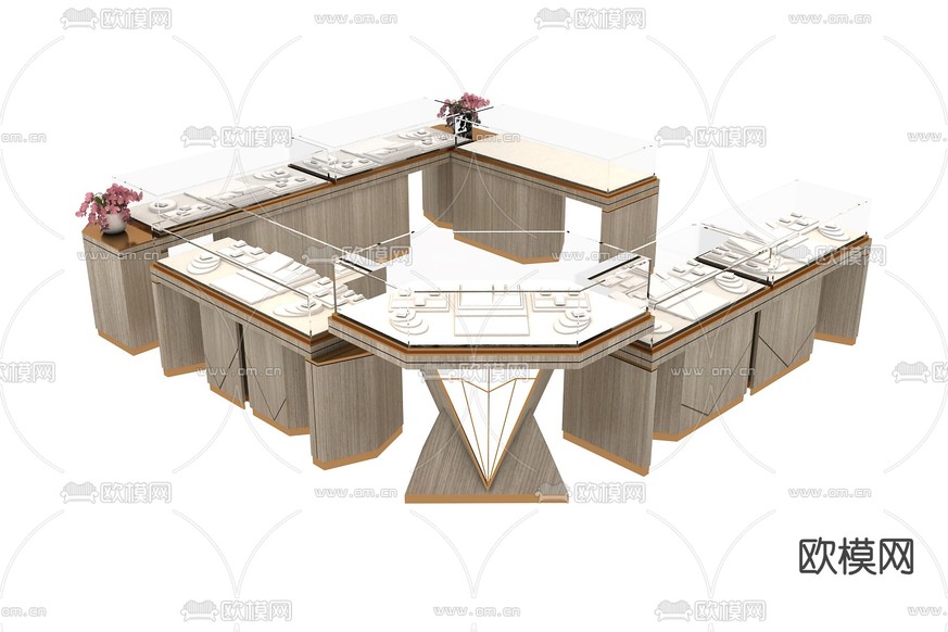 轻奢珠宝柜 展台3d模型下载
