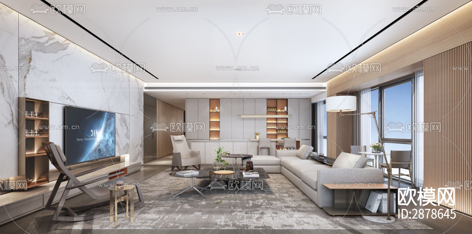 深圳天鹅堡270m²平层私宅cad施工图下载（渲染图6）