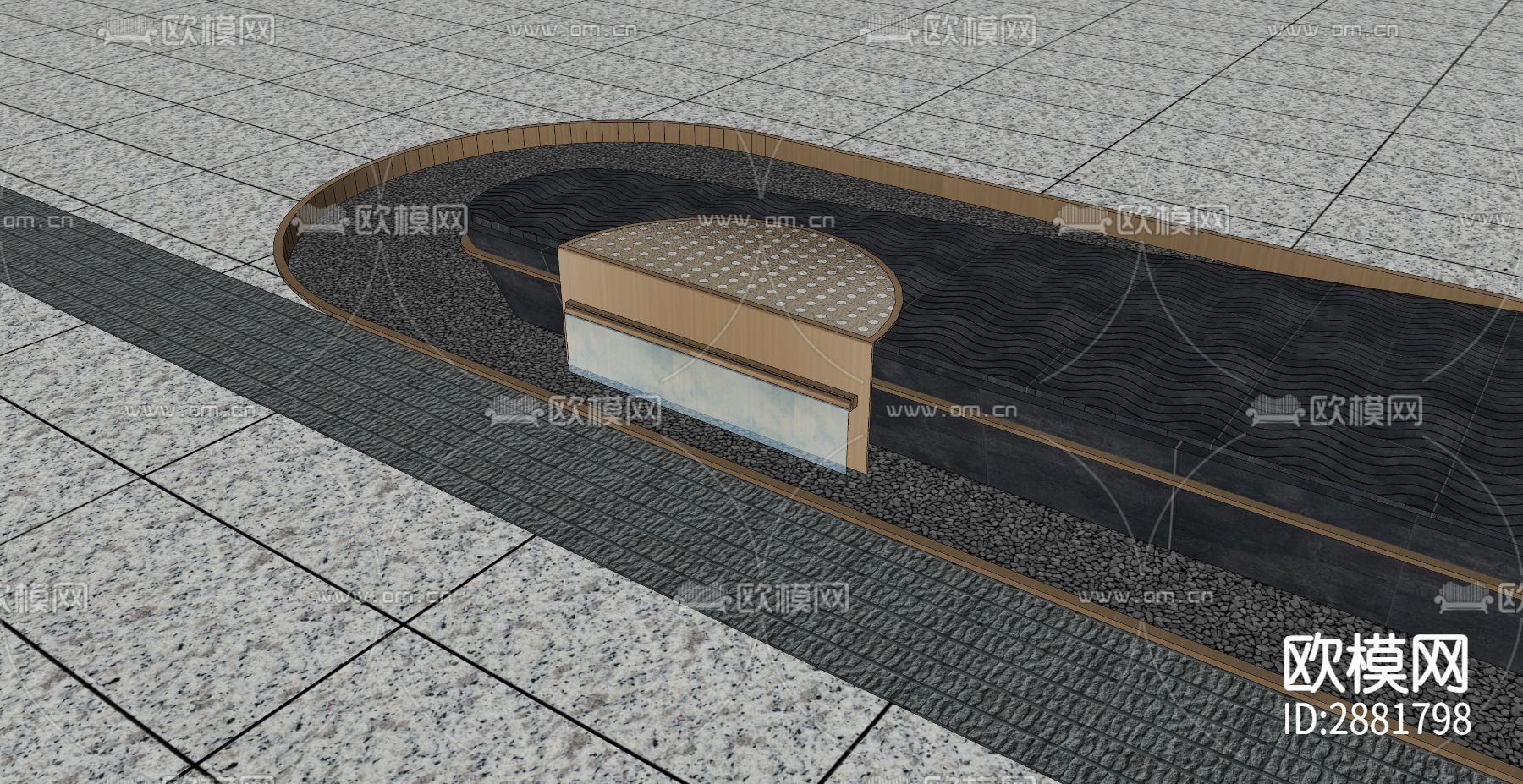 示范区造型水景cad图块下载（渲染图2）