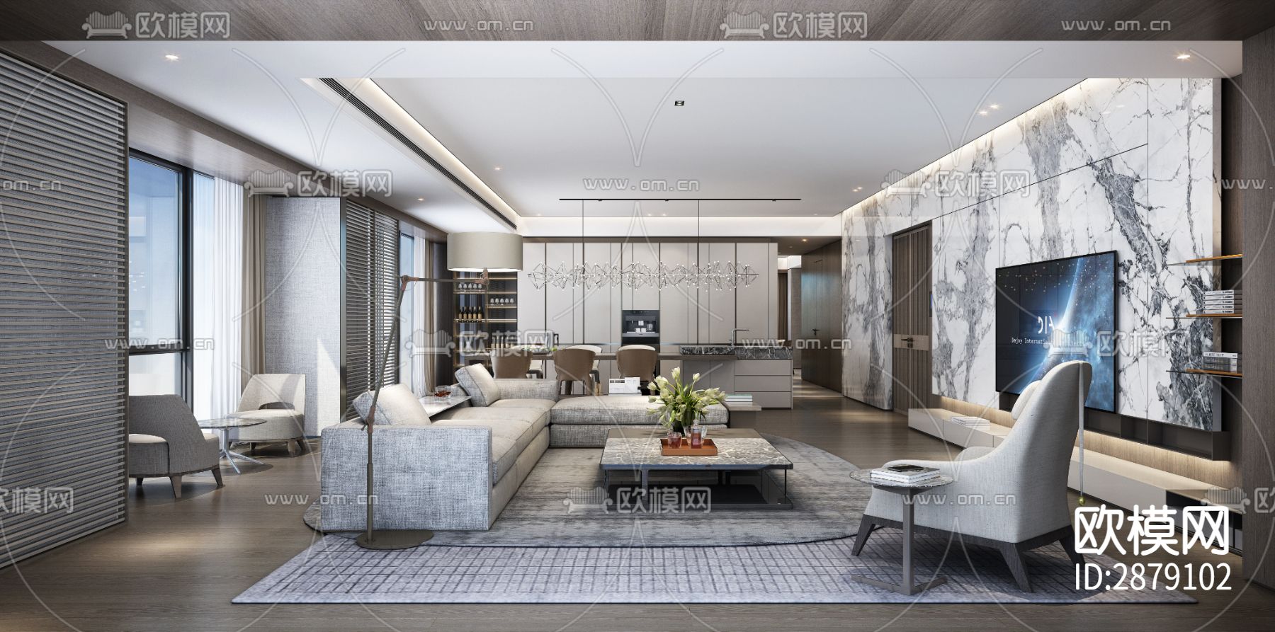 深圳天鹅堡280m²私宅CAD施工图下载（渲染图10）