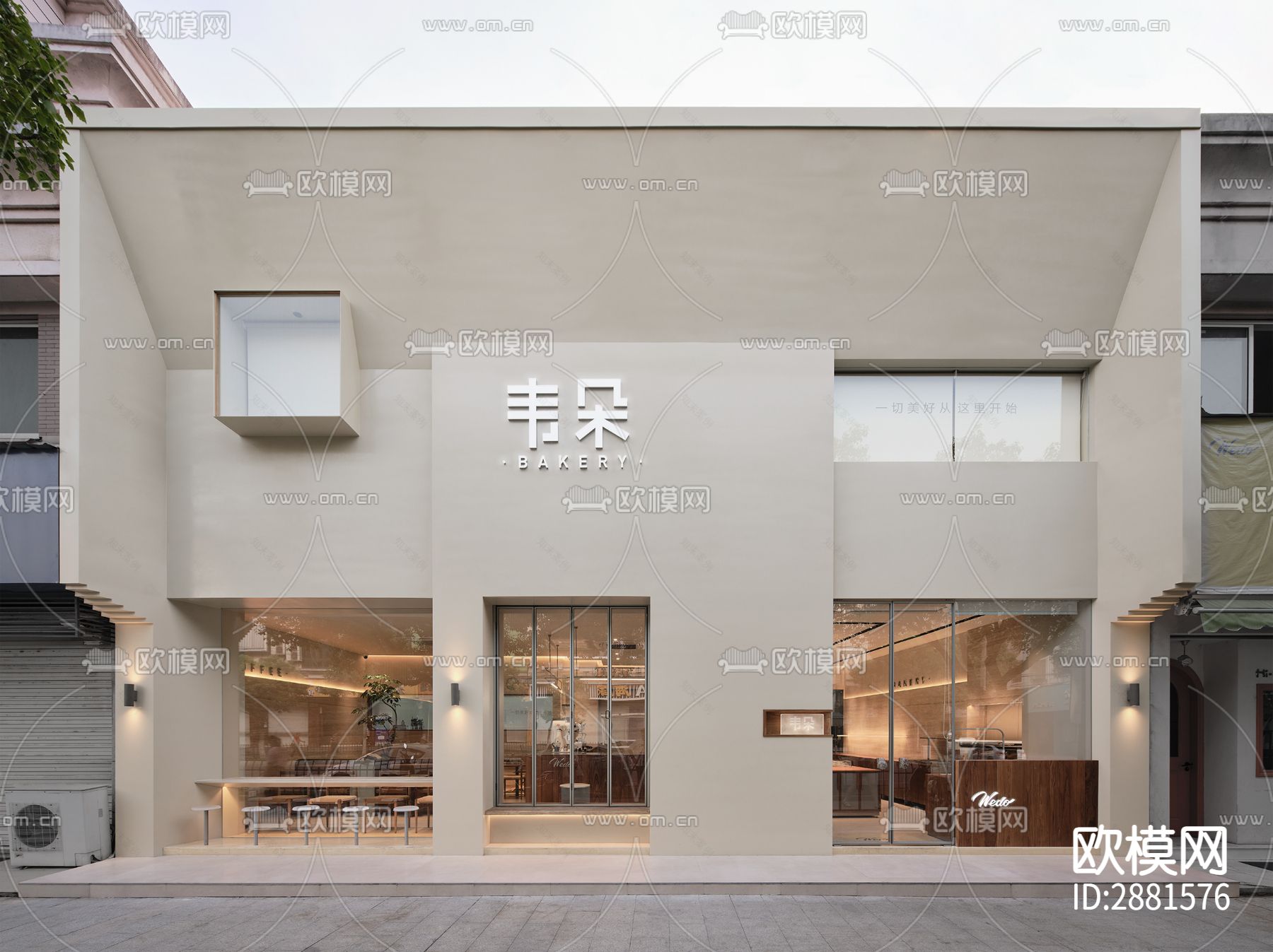 咖啡店cad平面布置图下载（渲染图4）