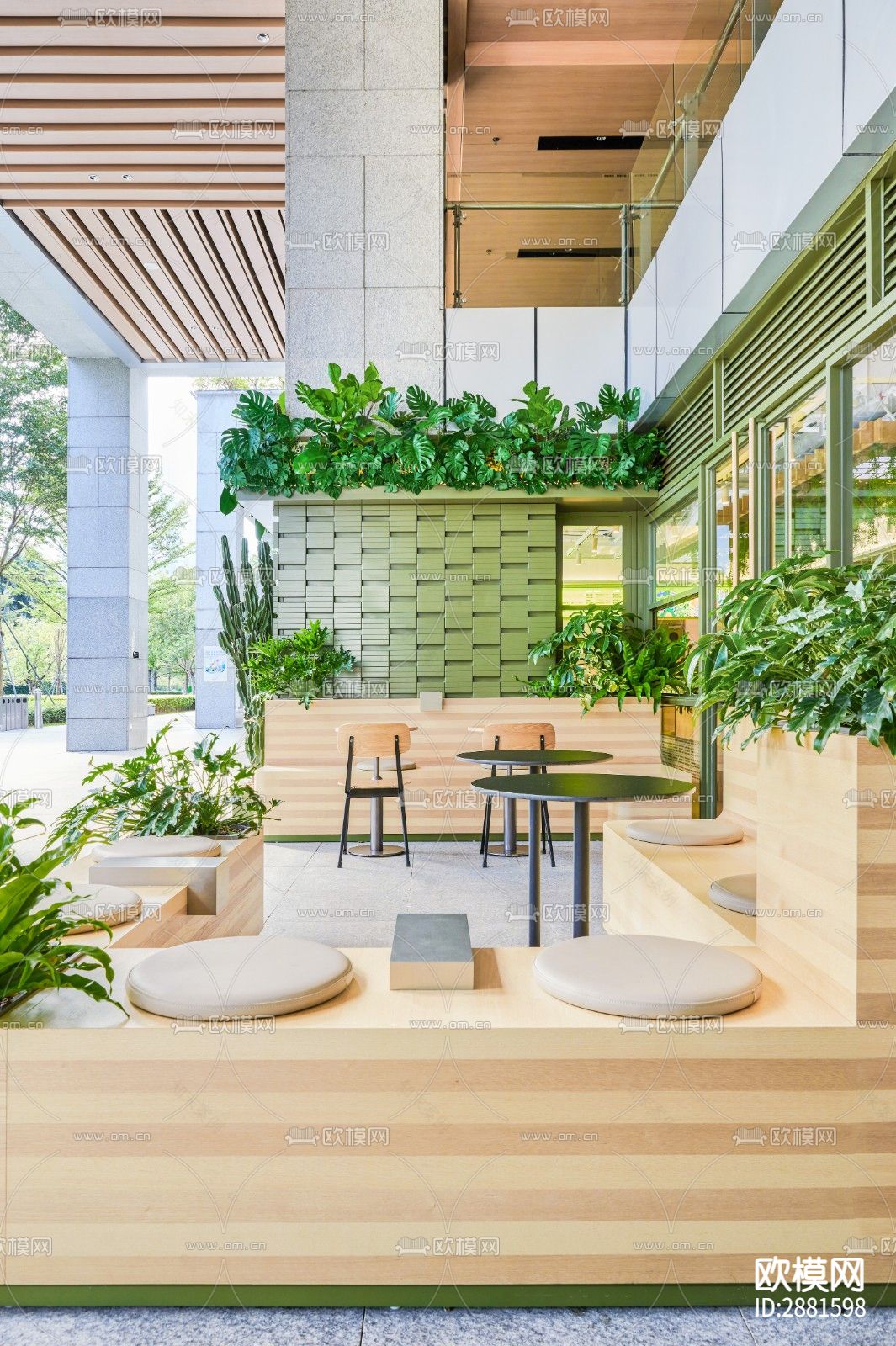 奶茶店cad平面布置图下载（渲染图3）