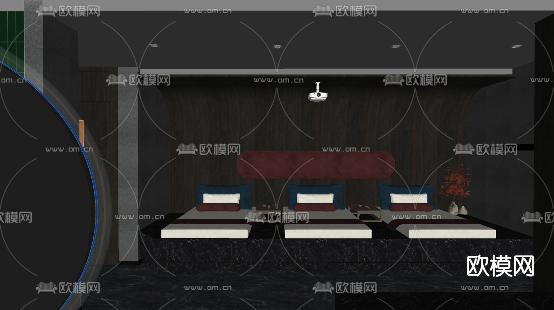 现代足浴包厢su模型下载（渲染图3）