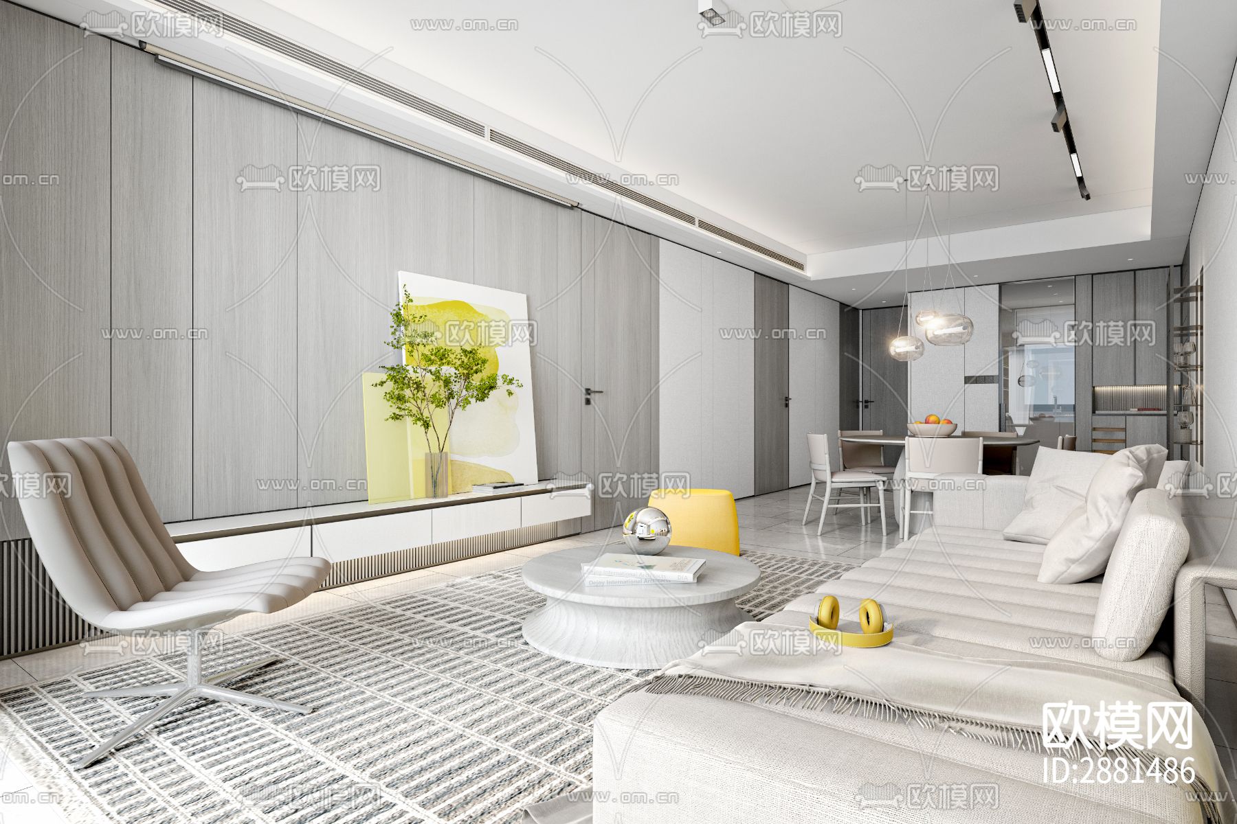 样板间cad施工图下载（渲染图1）