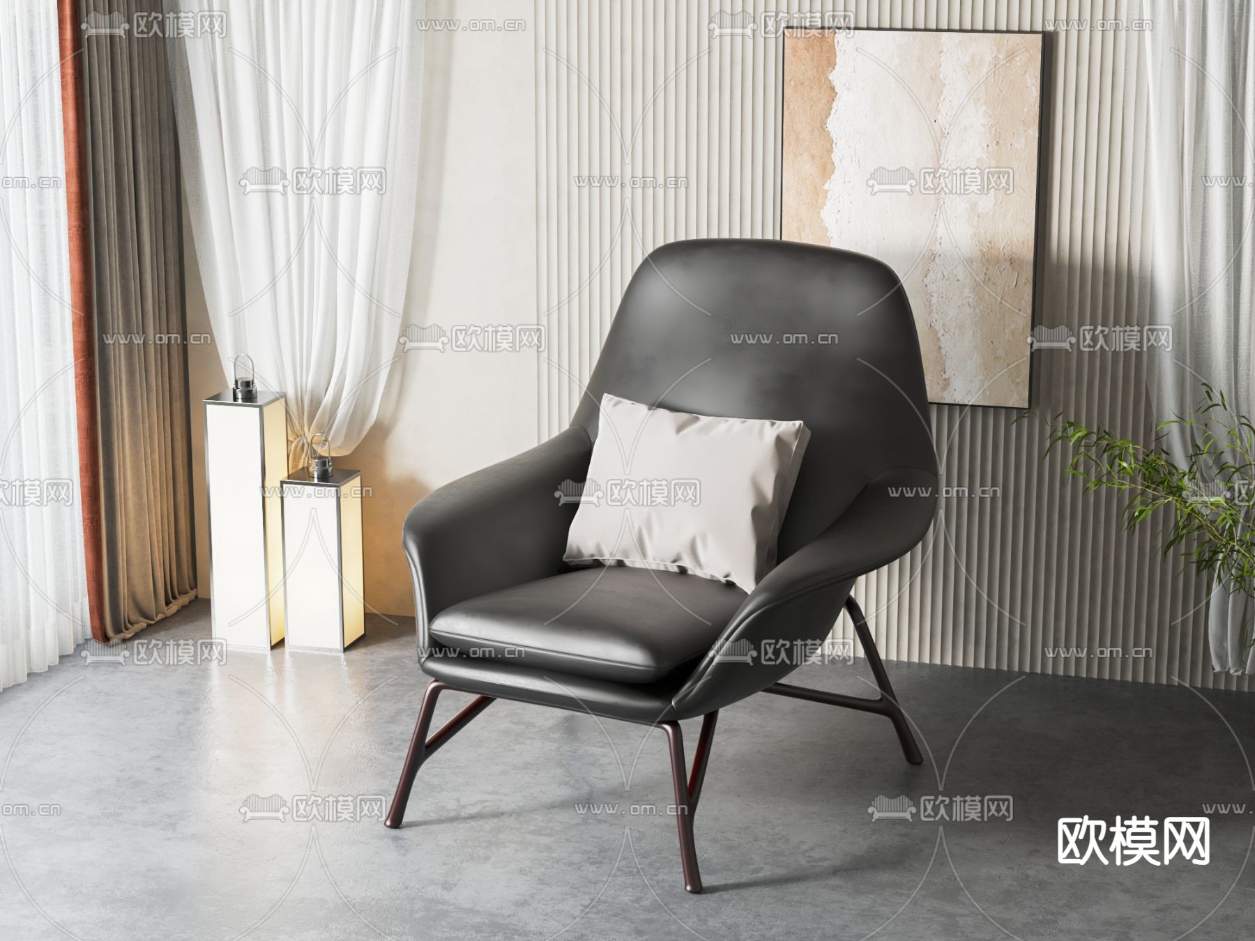 皮革椅子 休闲椅3d模型下载