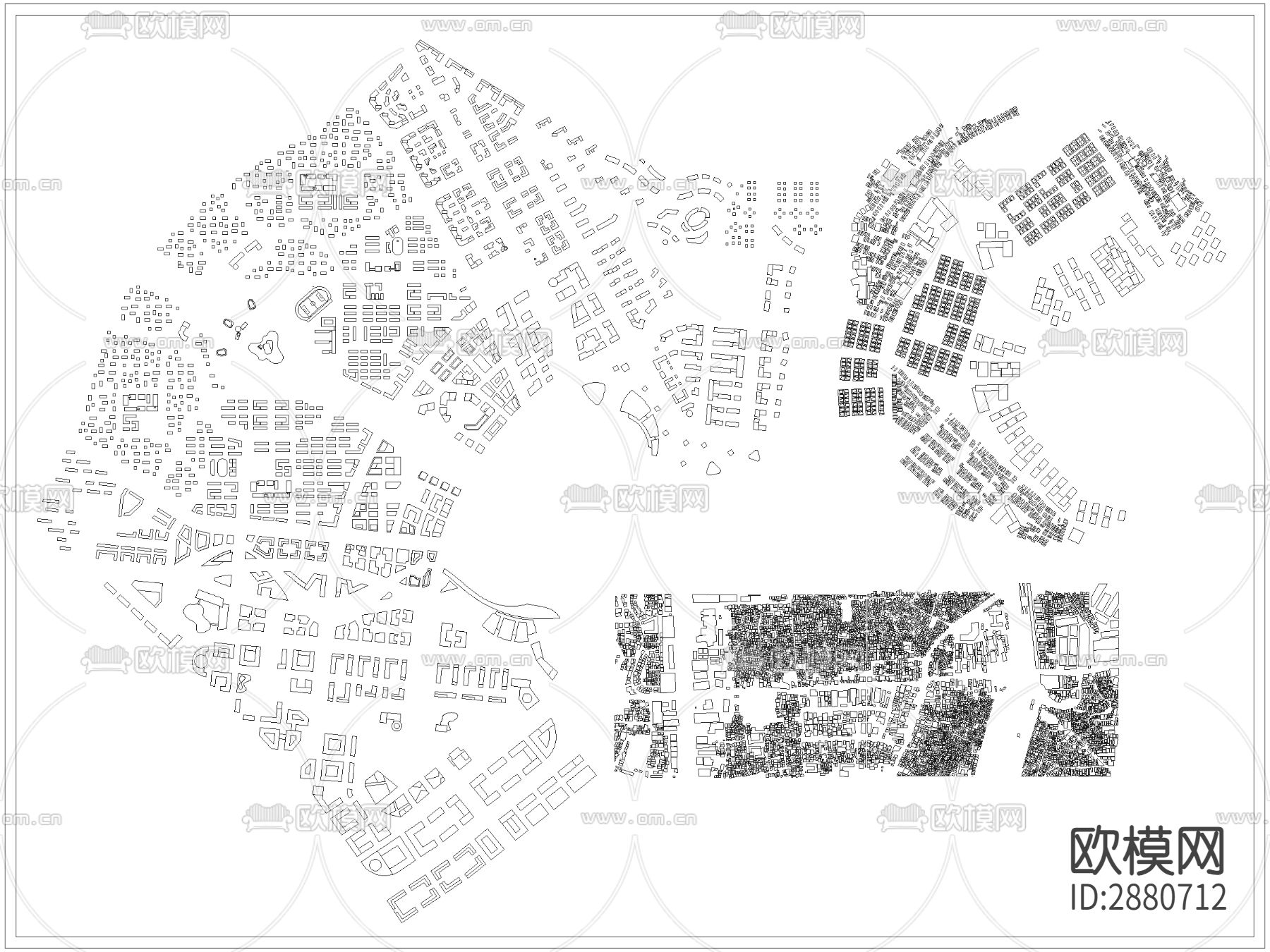 城市规划建筑体块cad施工图下载（渲染图2）
