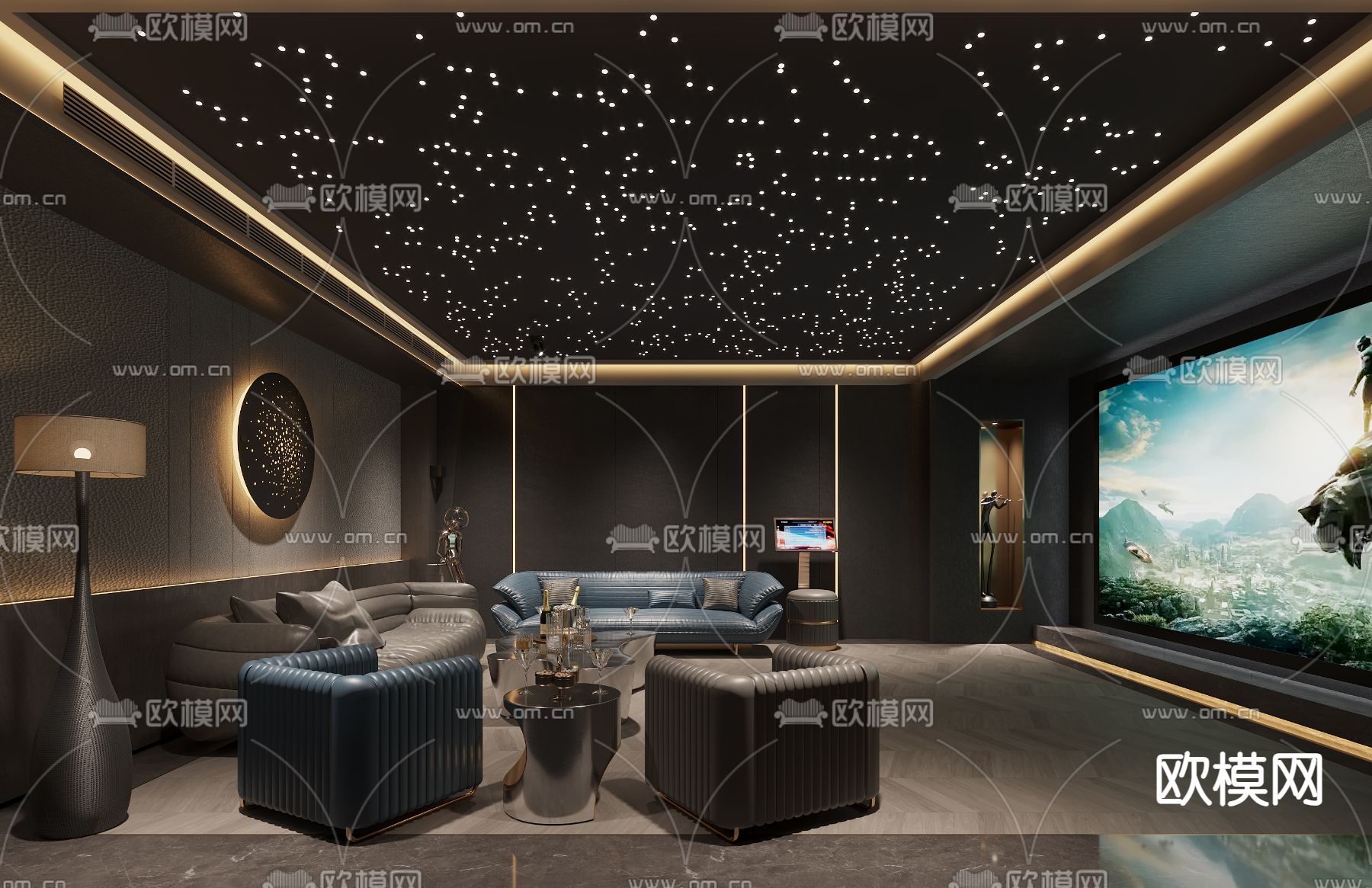 视听室 影音室3d模型下载