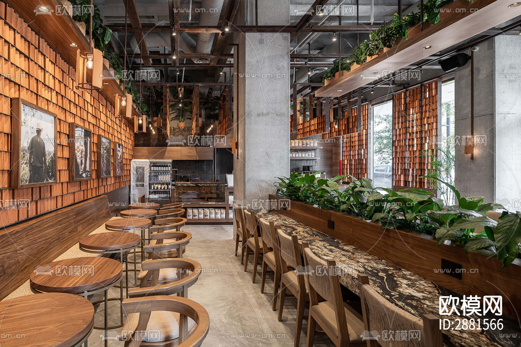 咖啡厅cad平面布置图下载（渲染图9）