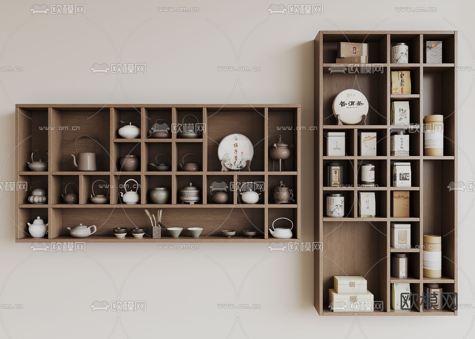 新中式壁柜su模型下载（渲染图1）