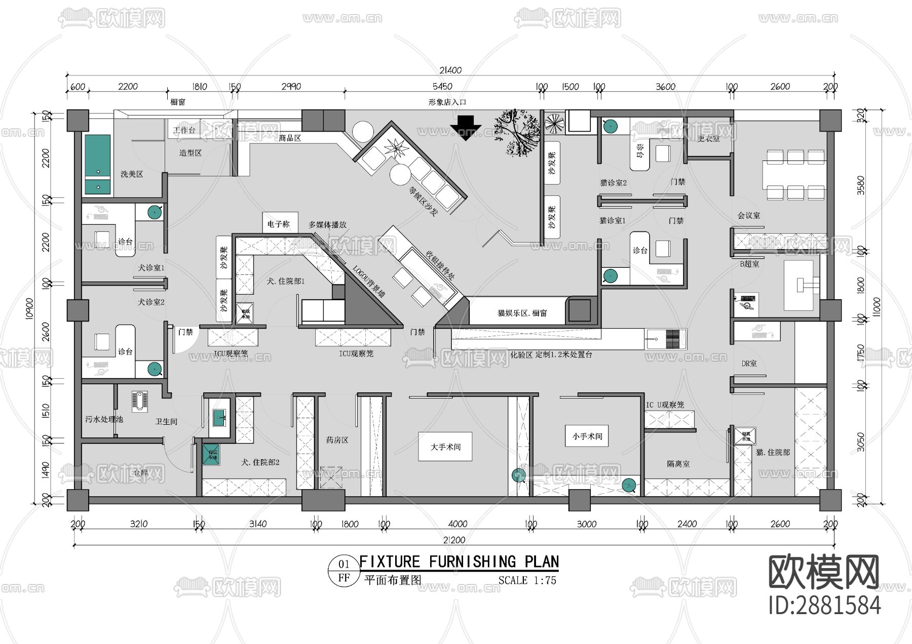 宠物医院cad平面布置图下载