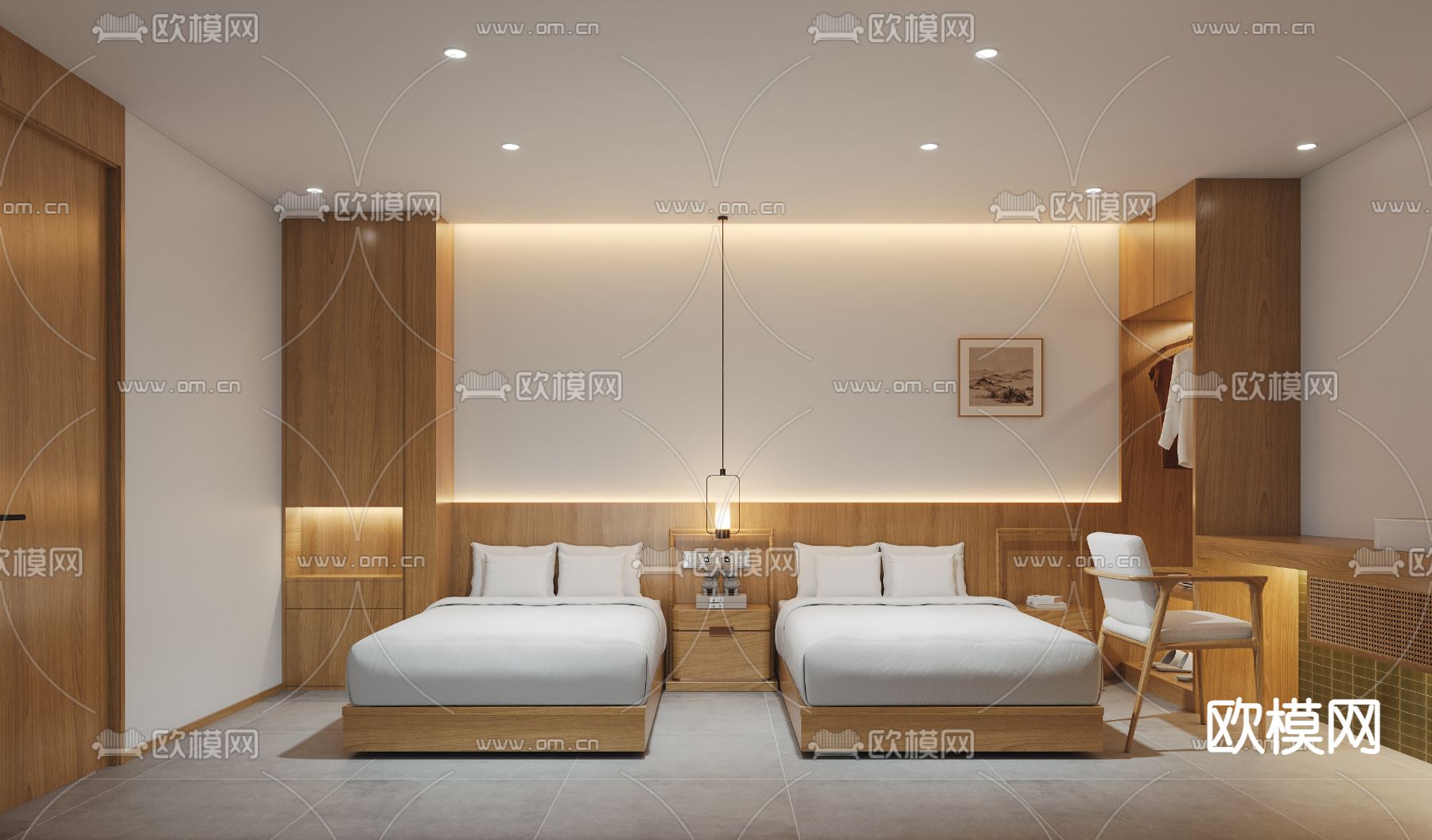 酒店客房免费3d模型下载（渲染图1）