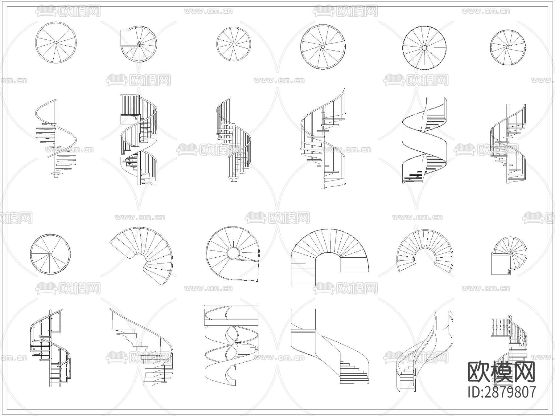 旋转楼梯图块下载