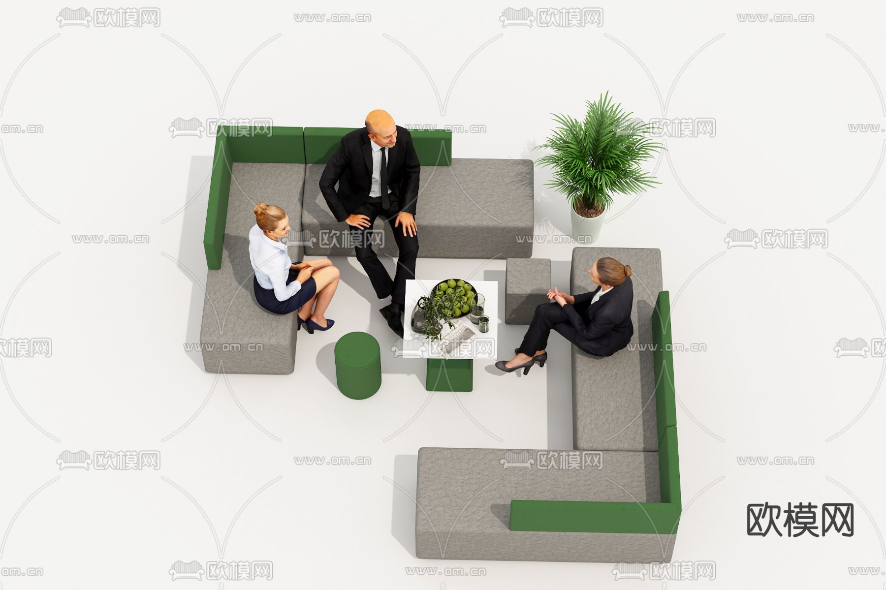 卡座沙发 大堂沙发3d模型下载