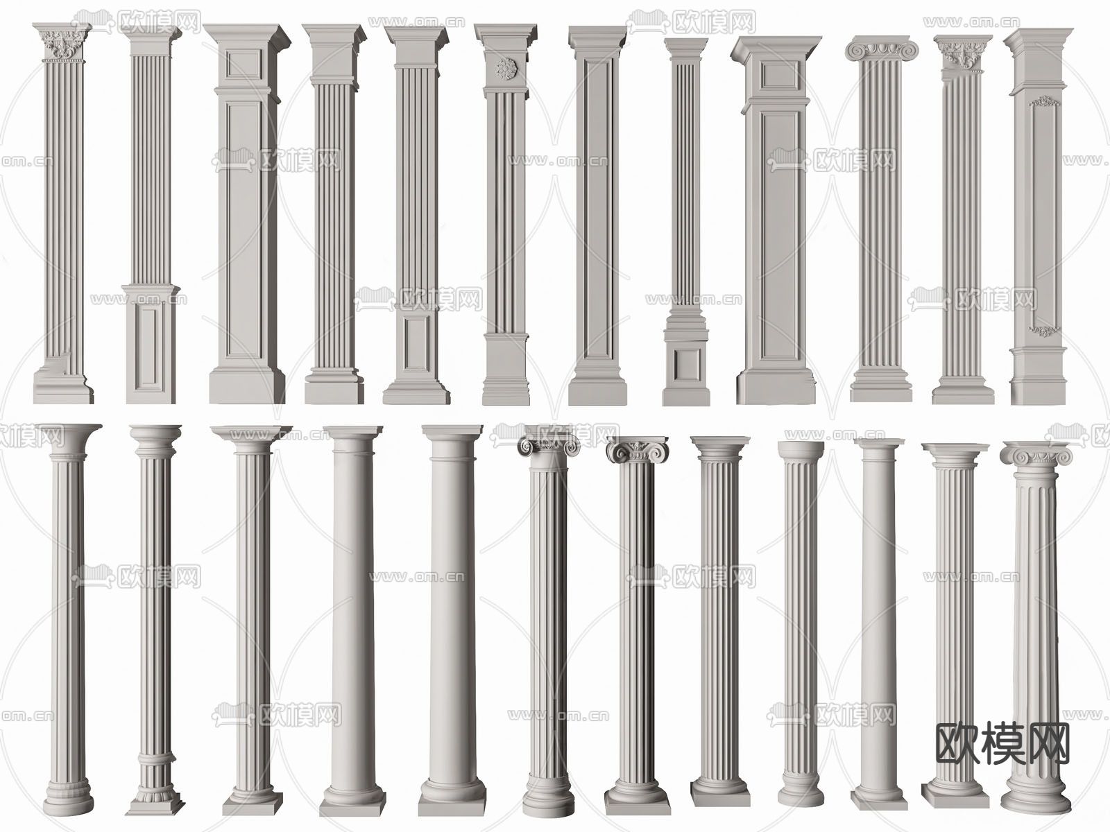 欧式石膏柱子su模型下载（渲染图1）