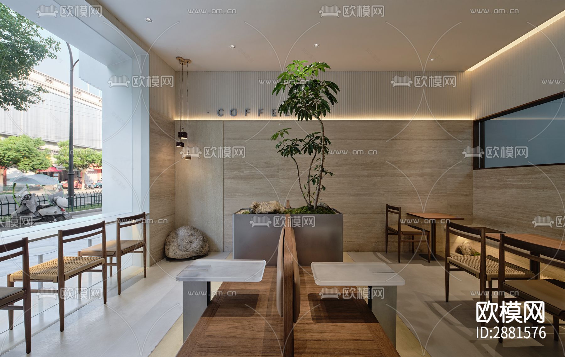 咖啡店cad平面布置图下载（渲染图6）